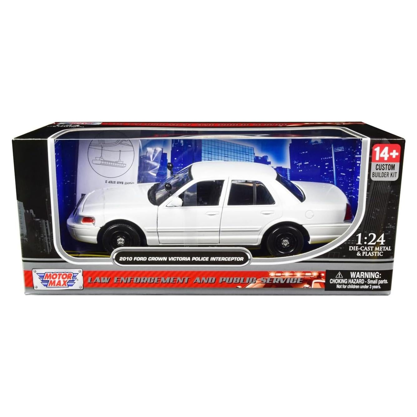 Coche Diecast 1/24 Motormax Crown Victoria 2010 Policía Blanco