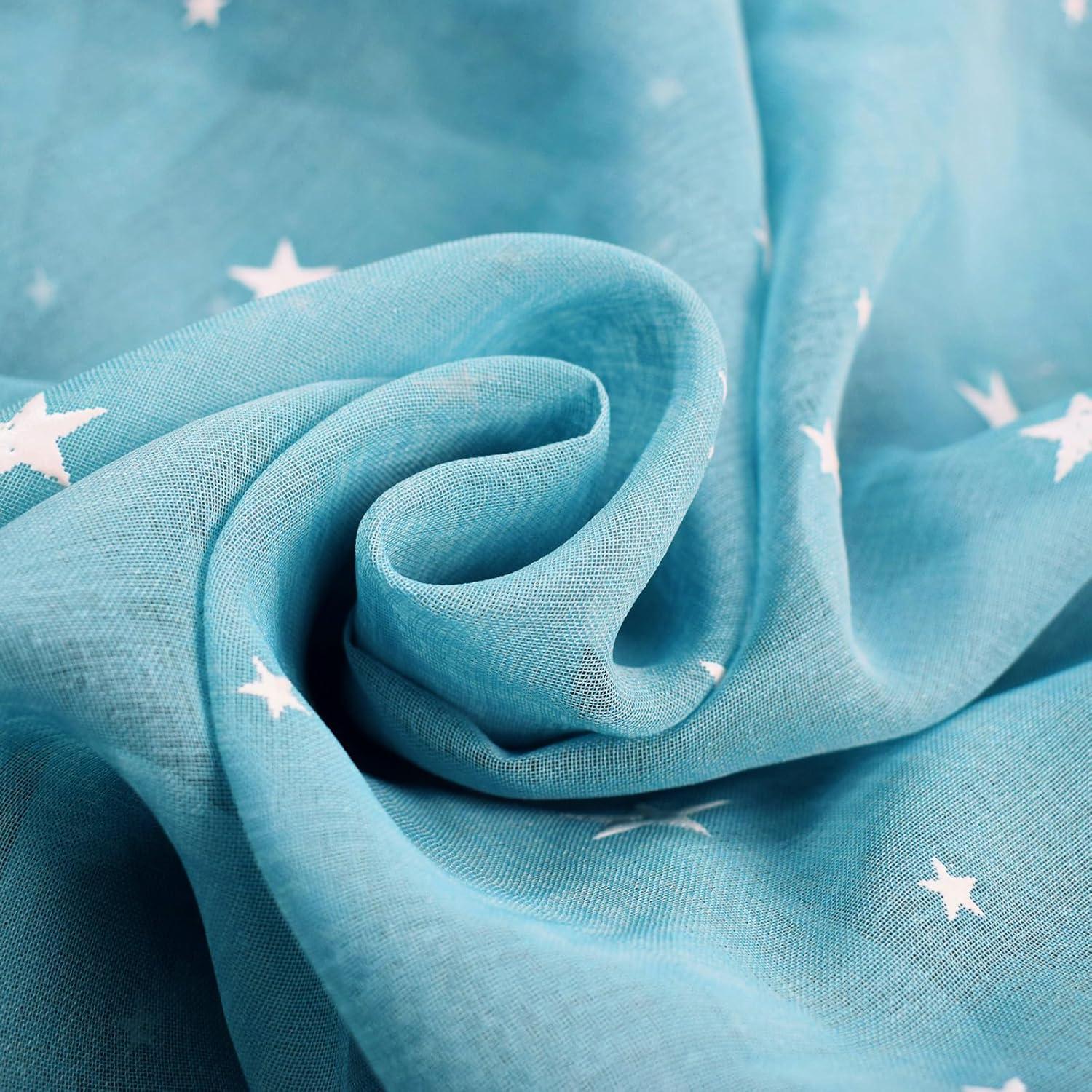 Cortinas Transparentes Eimilaly 2 Paneles 160 cm Azul Estrellas