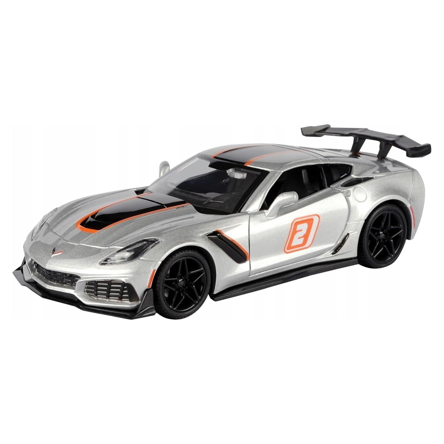 Modelo Diecast 1/24 Chevy Corvette ZR1 #2 Plata Motormax