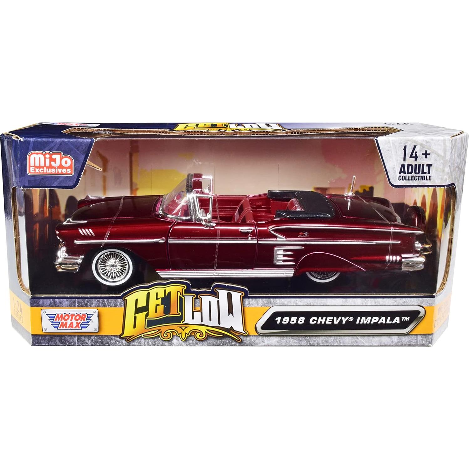 Coche Diecast 1958 Chevy Impala Convertible Rojo 1/24
