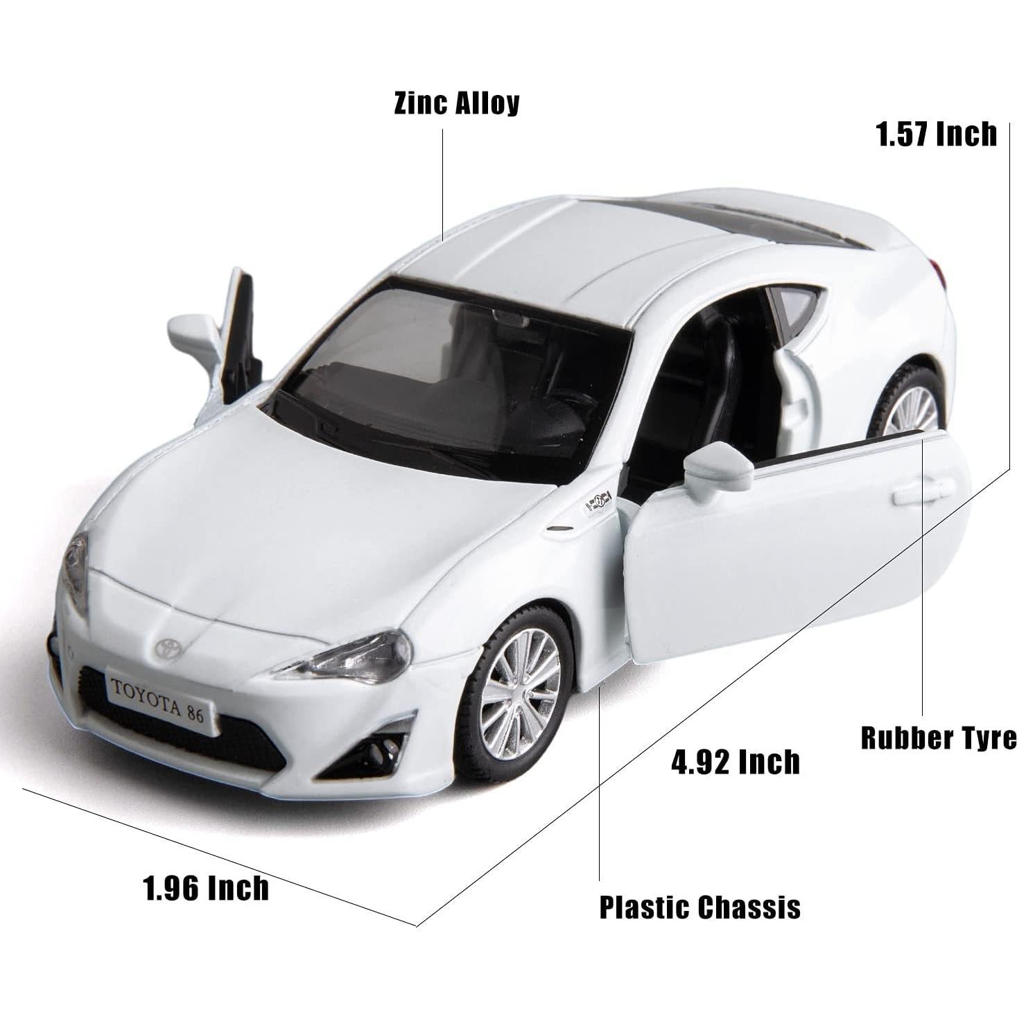 Coche Juguete Diecasting Toyota 86 Blanco 1:36 RMZ City