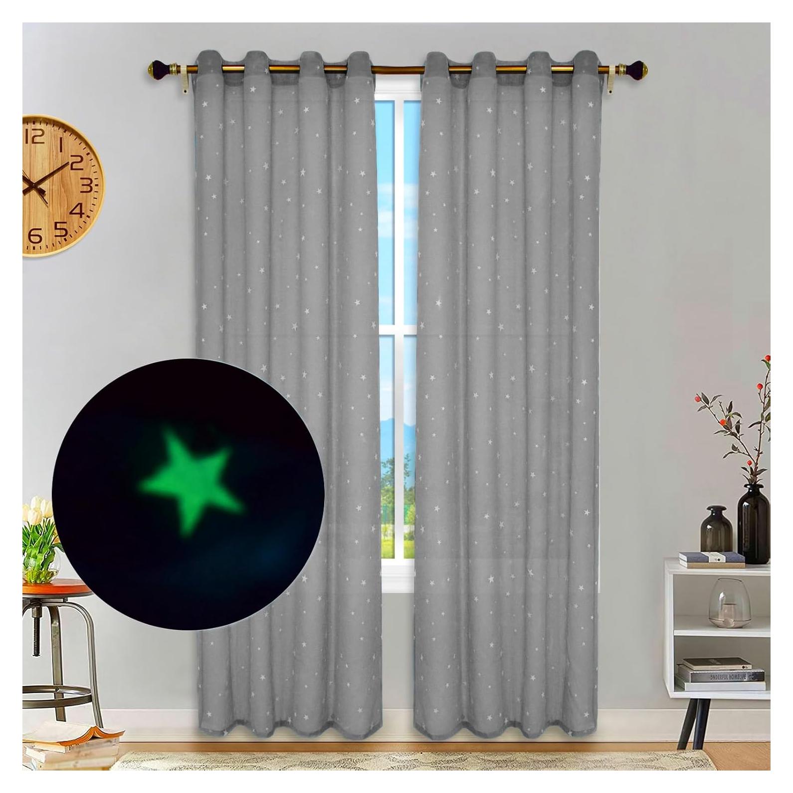 Cortinas Transparentes Eimilaly 2 Paneles 243,84 cm Estrellas