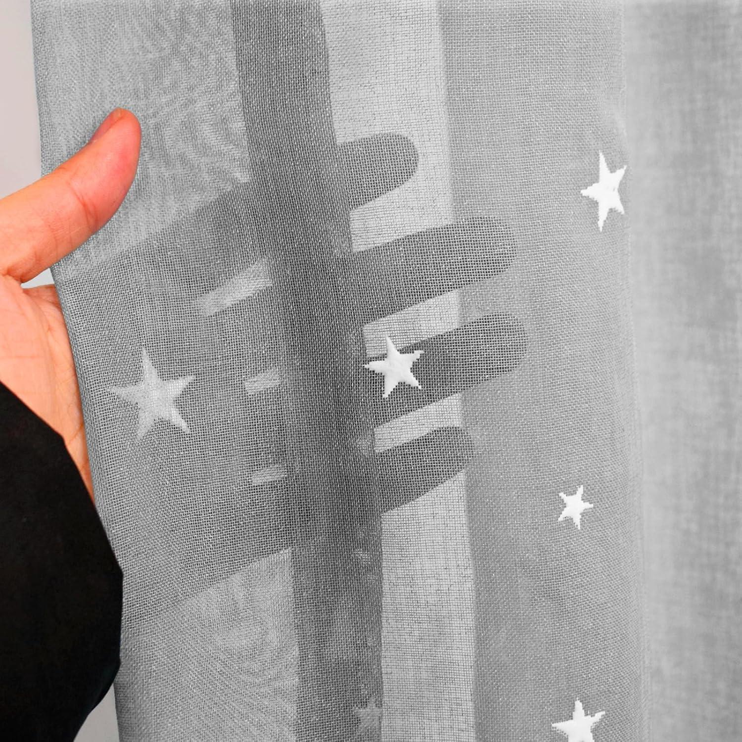 Cortinas Transparentes Eimilaly 2 Paneles 243,84 cm Estrellas