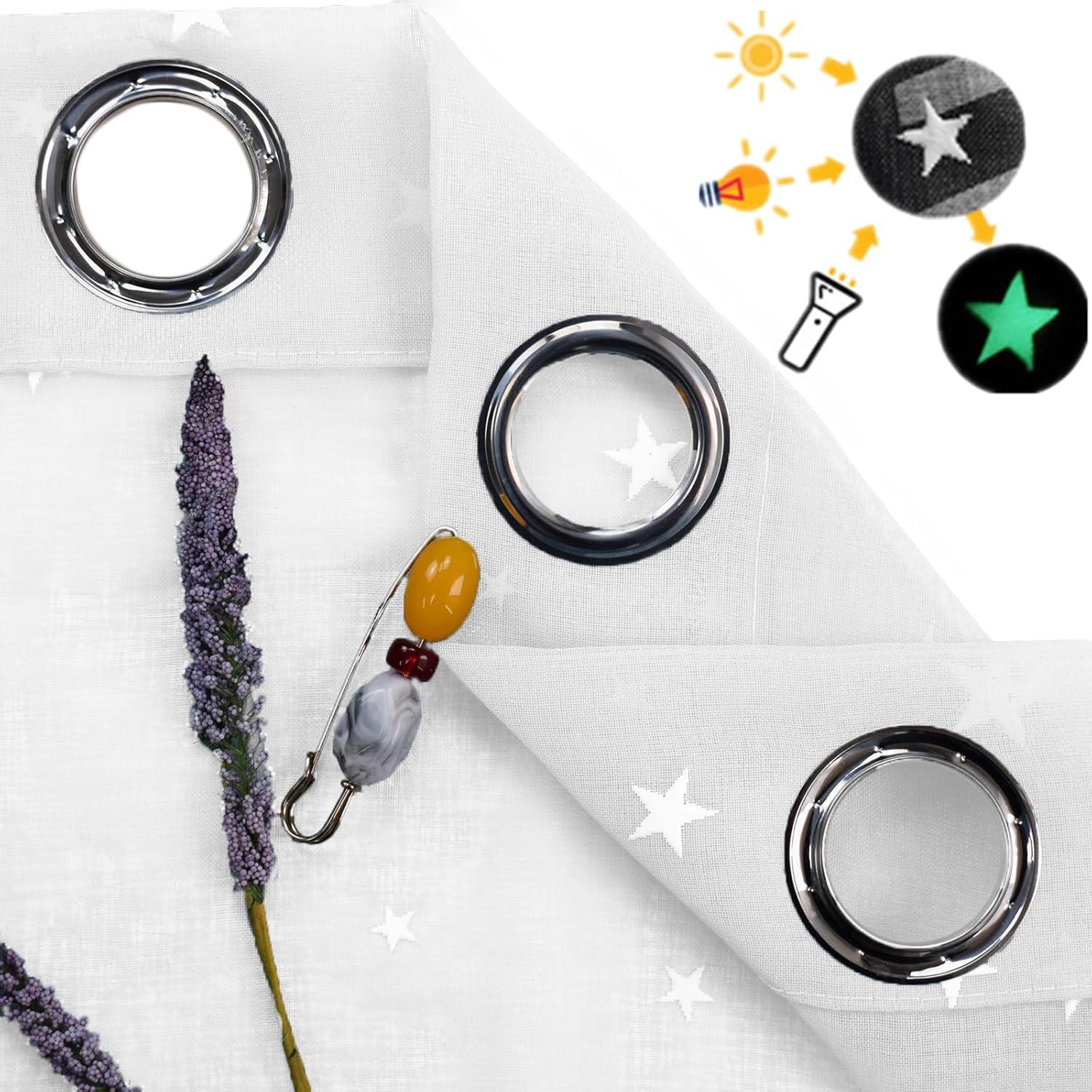 Cortinas Transparentes Eimilaly 2 Paneles 243,84 cm Estrellas