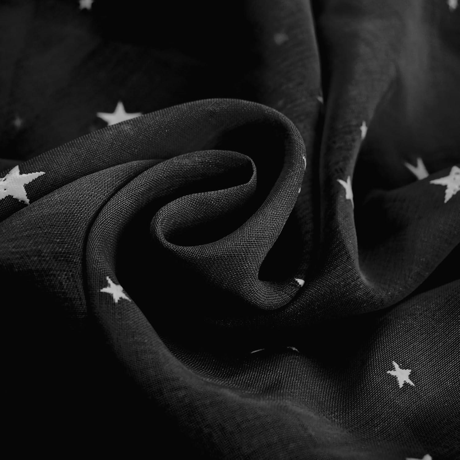 Cortinas Transparentes Eimilaly 2 Paneles 160 cm Estrellas