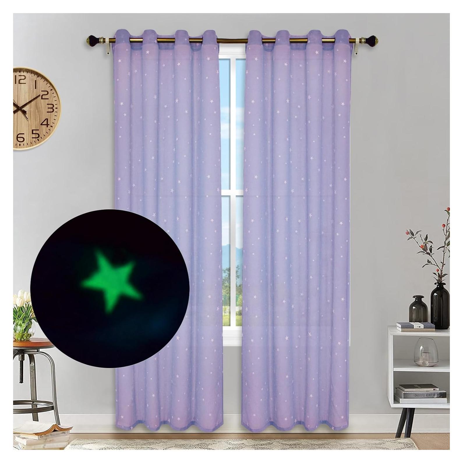 Cortinas Transparentes Eimilaly 2 Paneles 182 cm Estrellas
