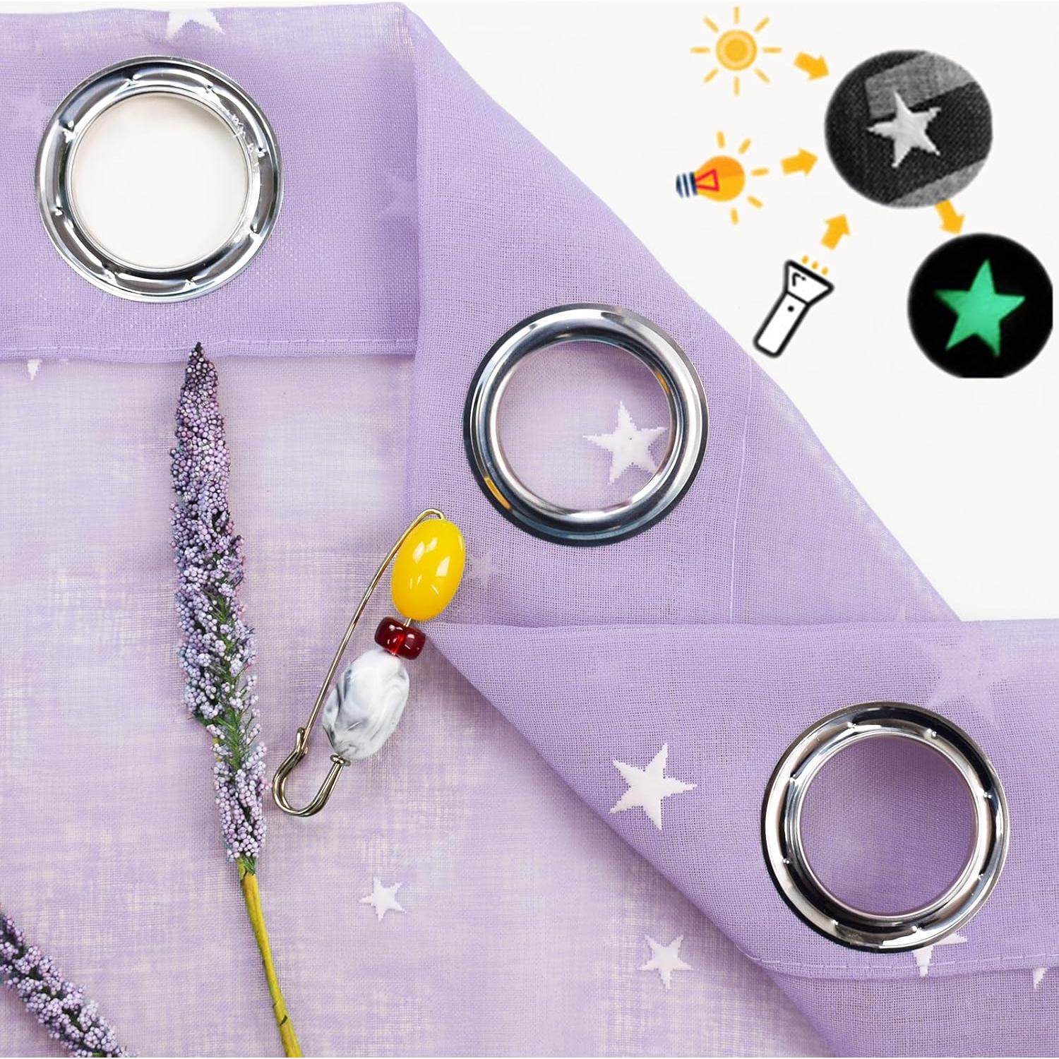 Cortinas Transparentes Eimilaly 2 Paneles 182 cm Estrellas