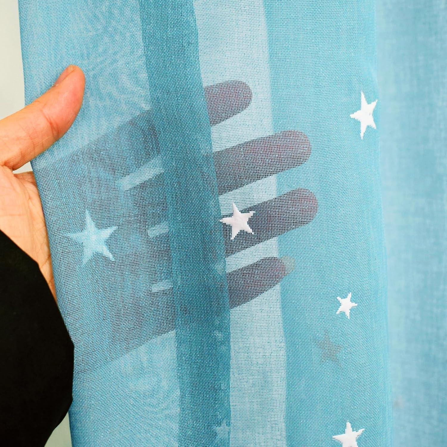 Cortinas Transparentes Eimilaly 2 Paneles 182,88 cm Azul