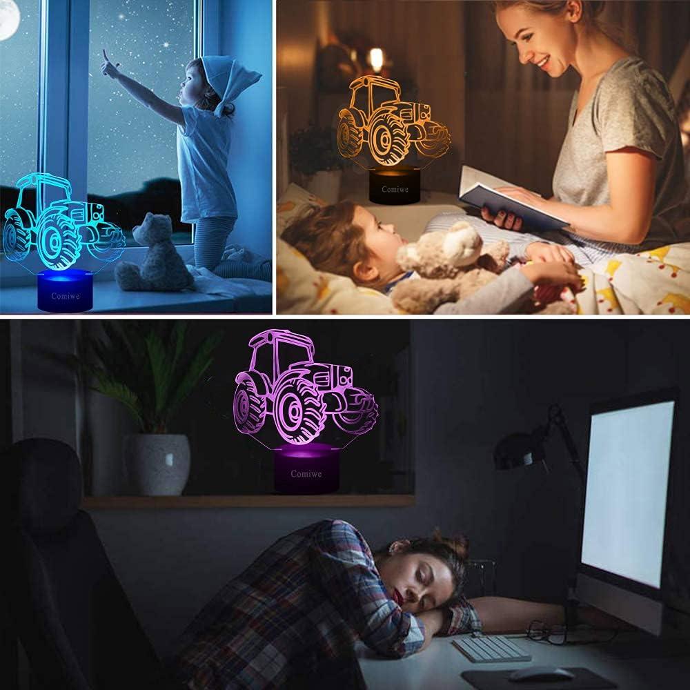 Lámpara de Noche 3D Tractor Comiwe, 16 Colores, Control Remoto