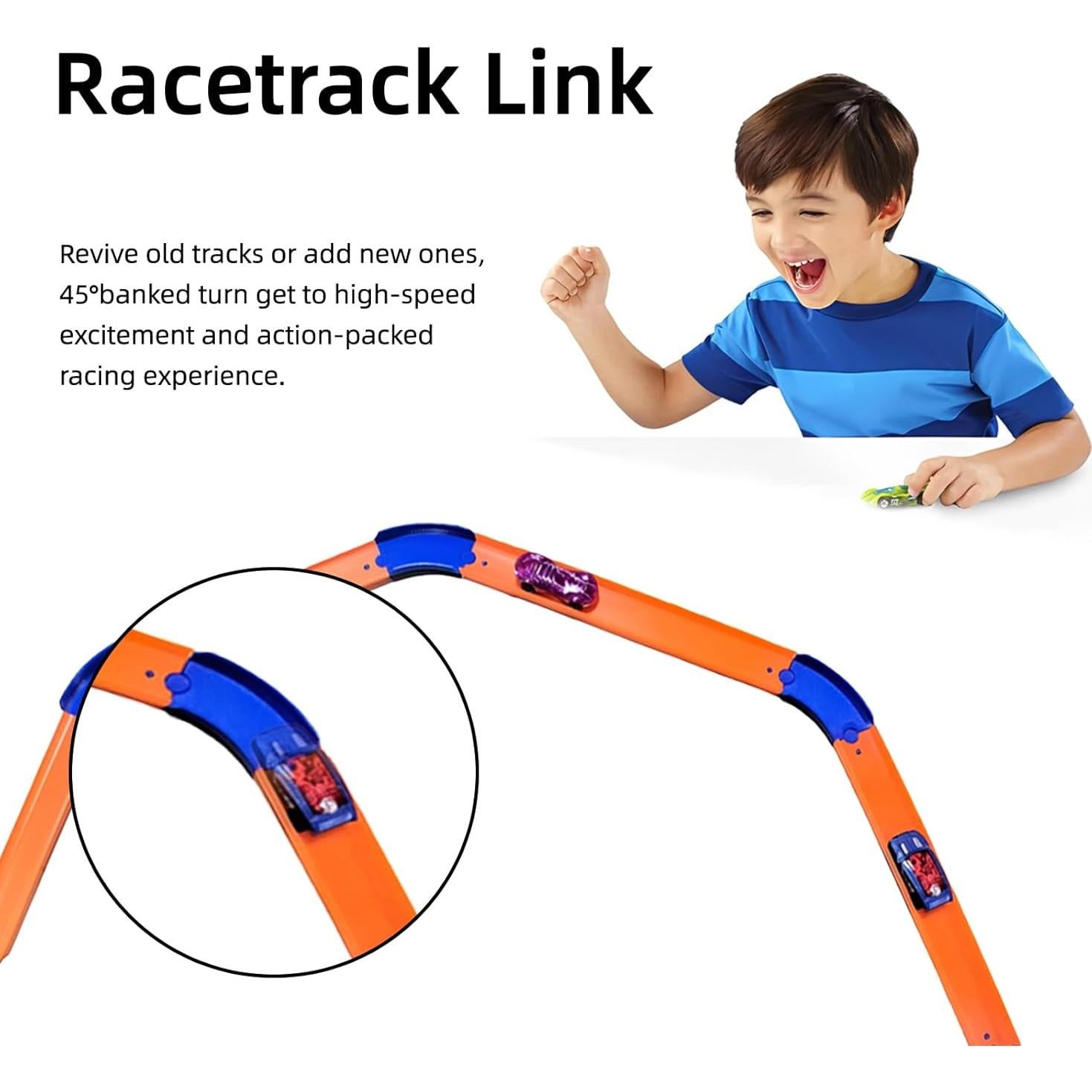 Conector Curva 45 Grados K TOMOTO para Pista Hot Wheels - Set de 4