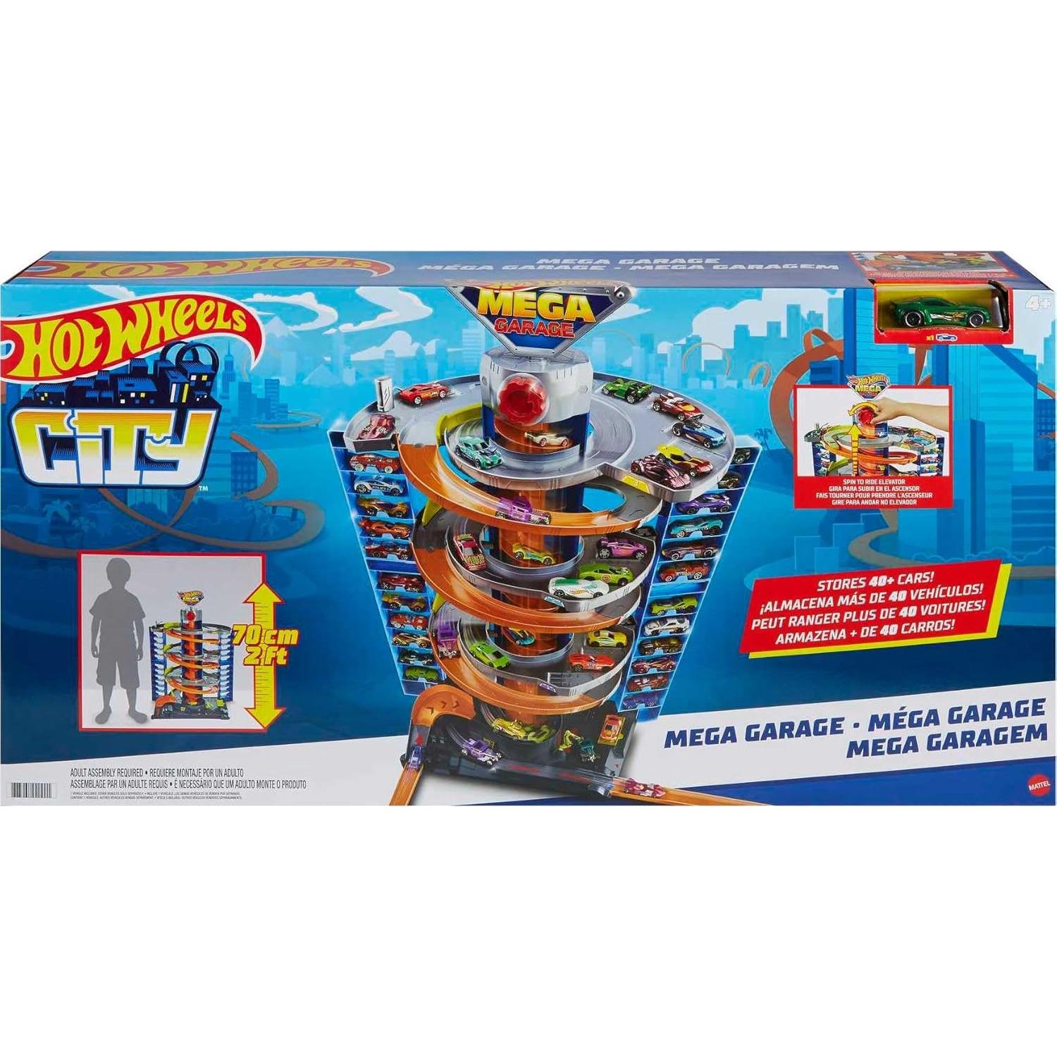 Juego de Garaje Mega Hot Wheels City con Elevador y Almacenamiento