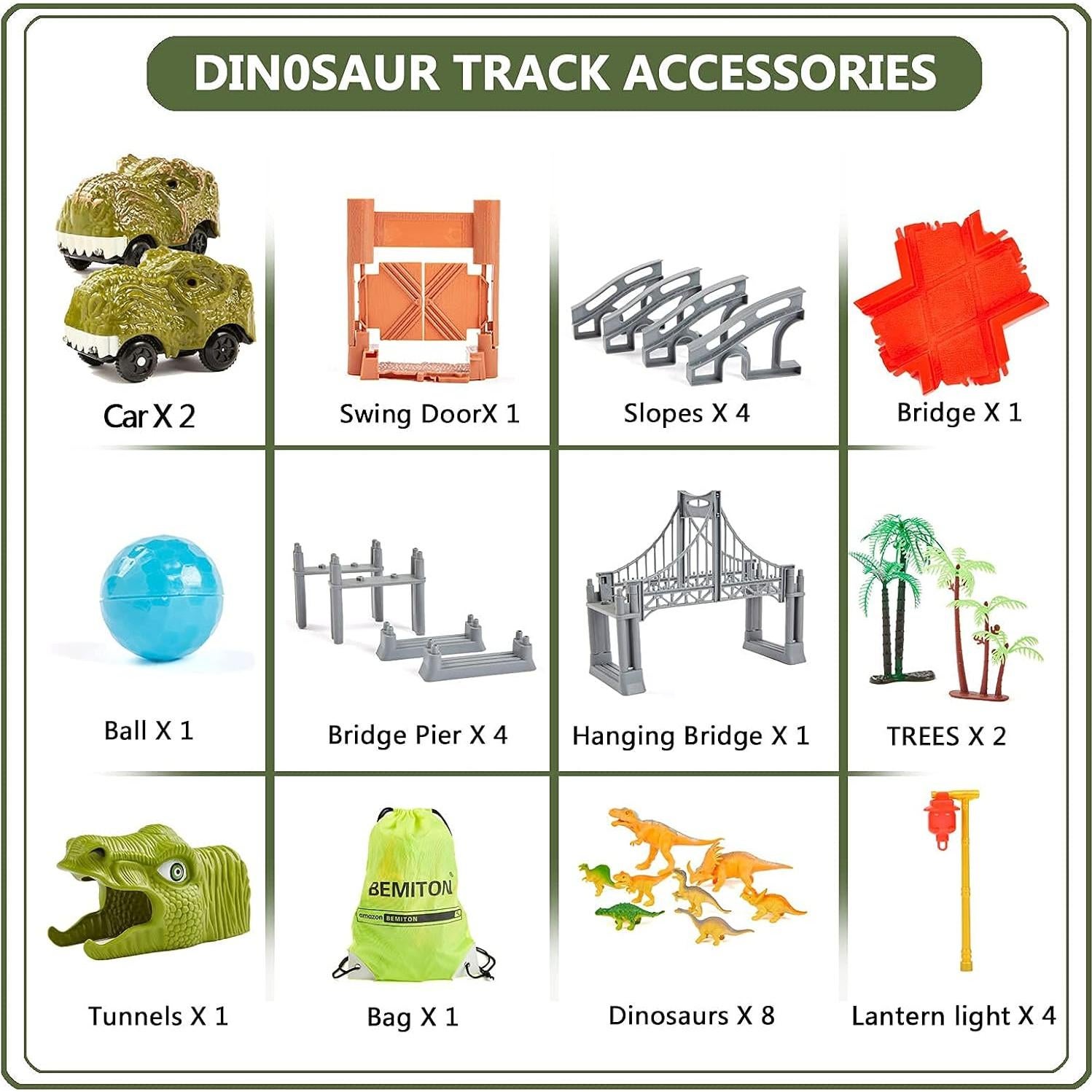 Pista de Carreras de Dinosaurios BEMITON 269 Piezas 1.1kg