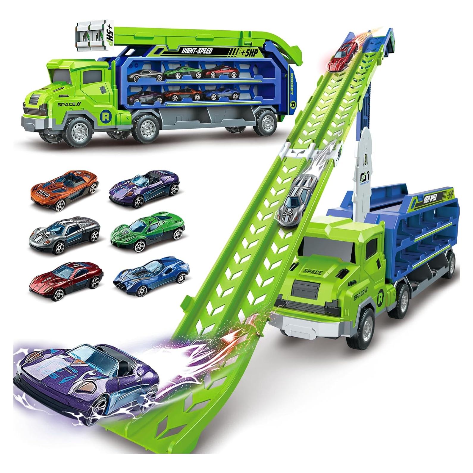 Camión Transportador de Autos ShyLizard con Pista Plegable 0.85m