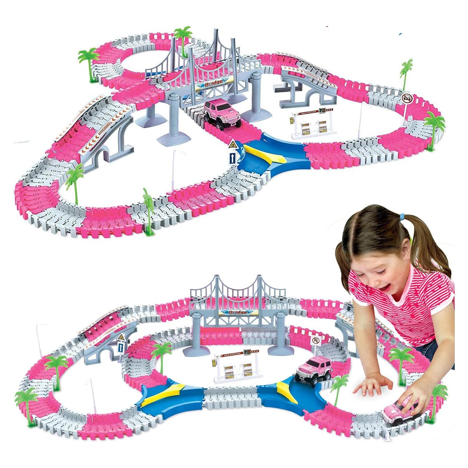 Set de Pista de Carreras Rosa 168 Piezas Liberty Imports