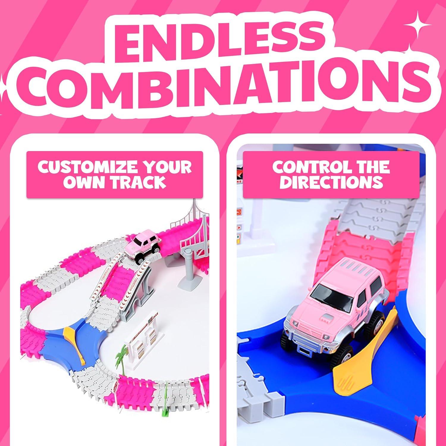 Set de Pista de Carreras Rosa 168 Piezas Liberty Imports