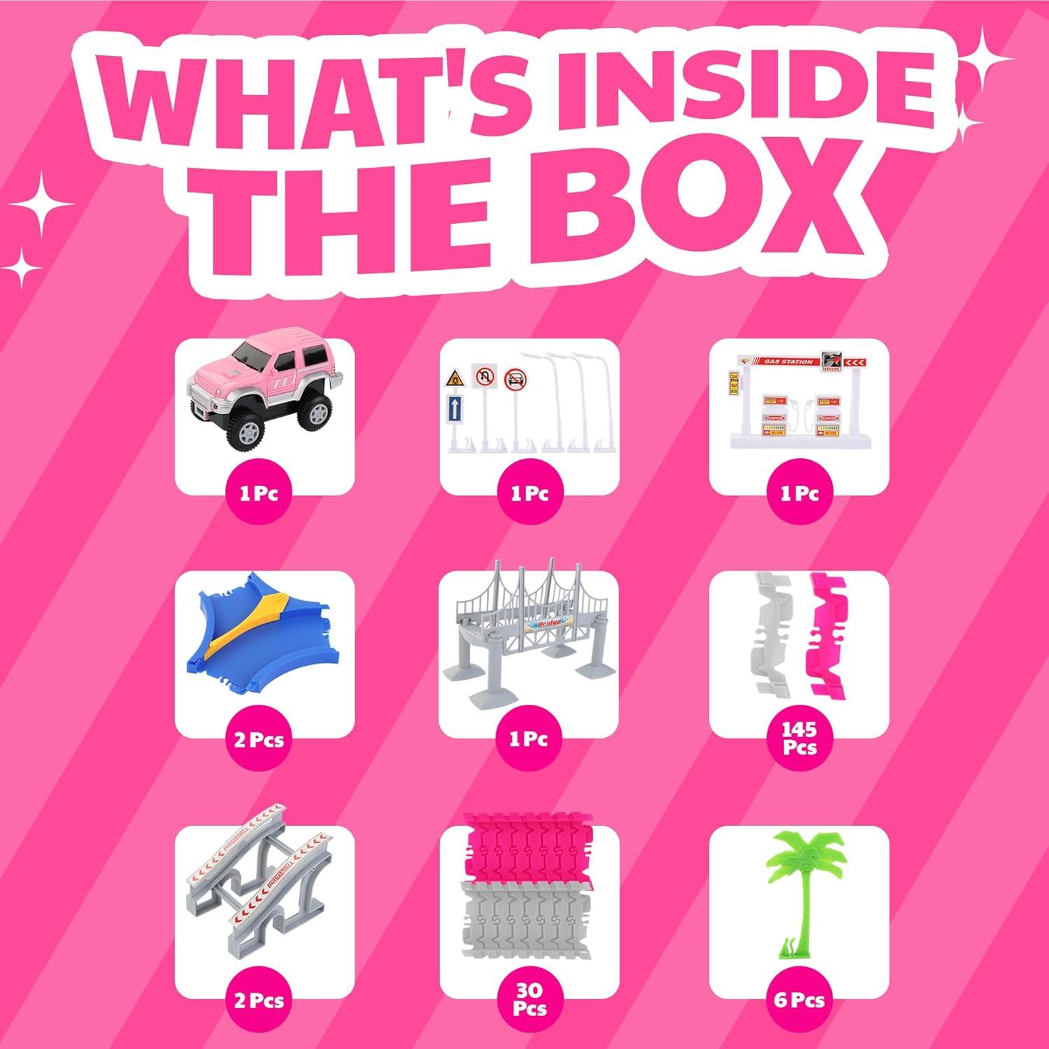 Set de Pista de Carreras Rosa 168 Piezas Liberty Imports