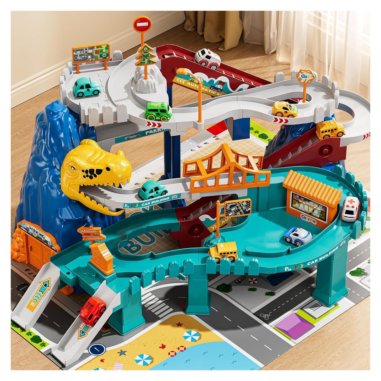 Juego de Pista de Carreras de Dinosaurios NIPLOOOW 10 Autos 1.06kg