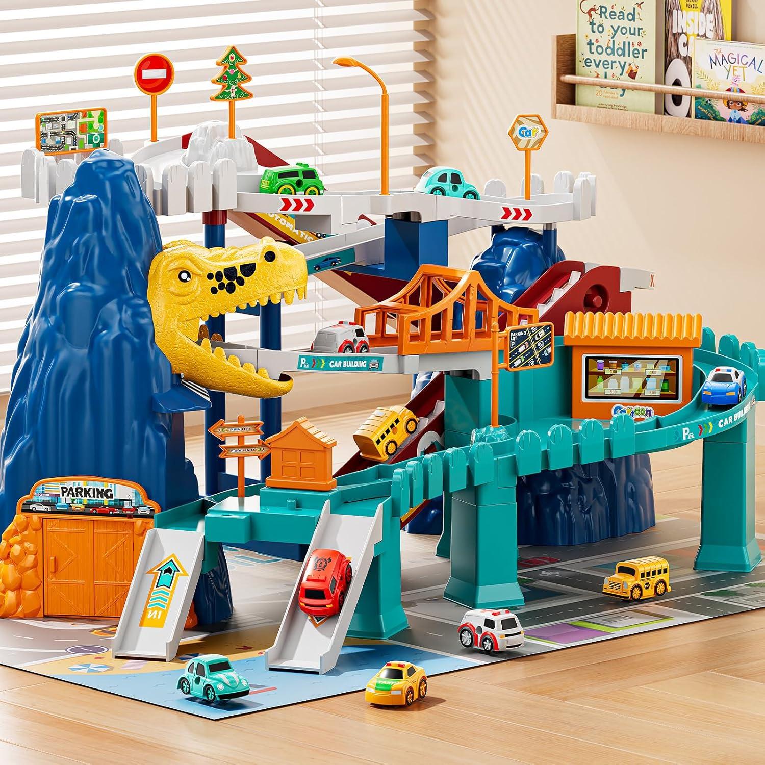 Juego de Pista de Carreras de Dinosaurios NIPLOOOW 10 Autos 1.06kg