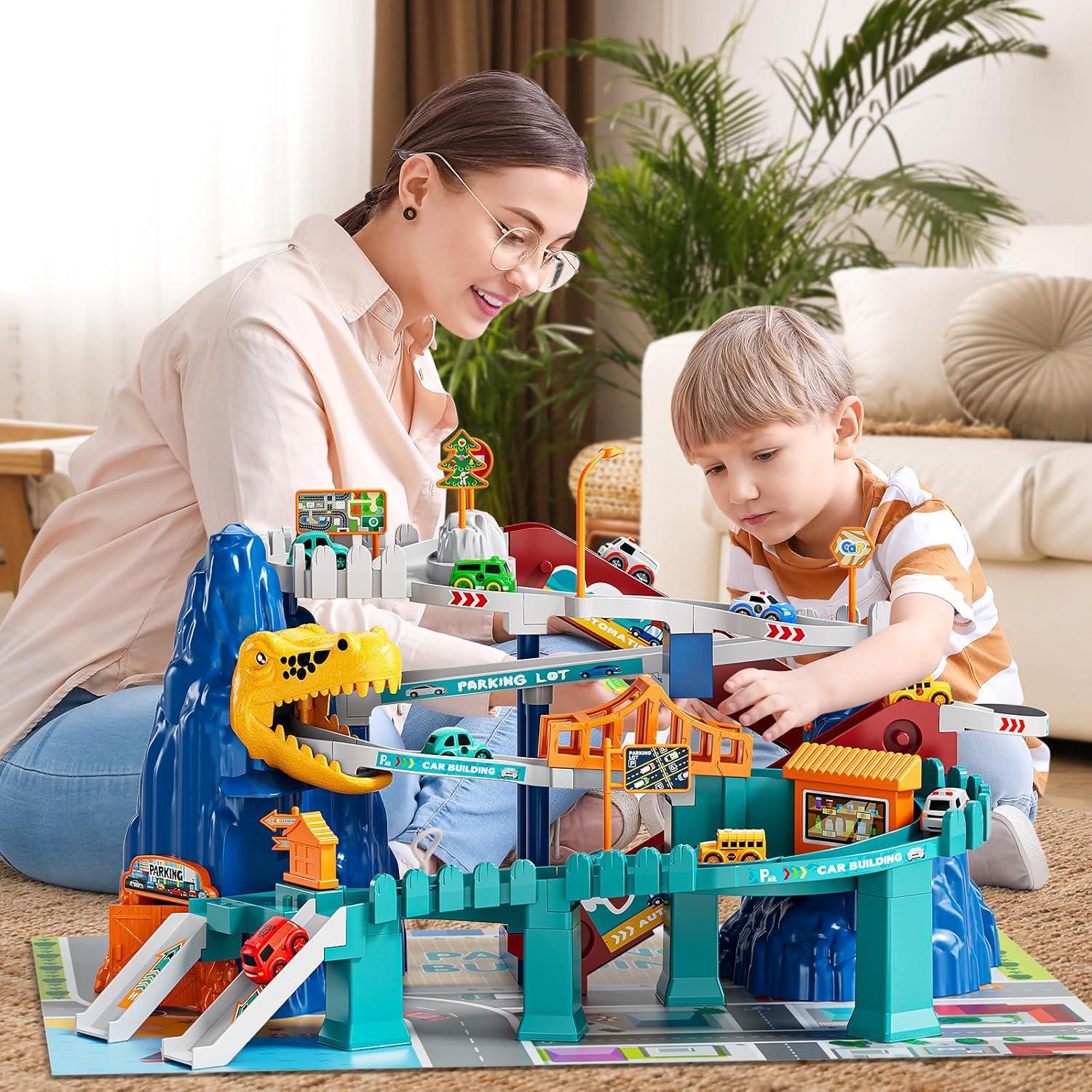 Juego de Pista de Carreras de Dinosaurios NIPLOOOW 10 Autos 1.06kg