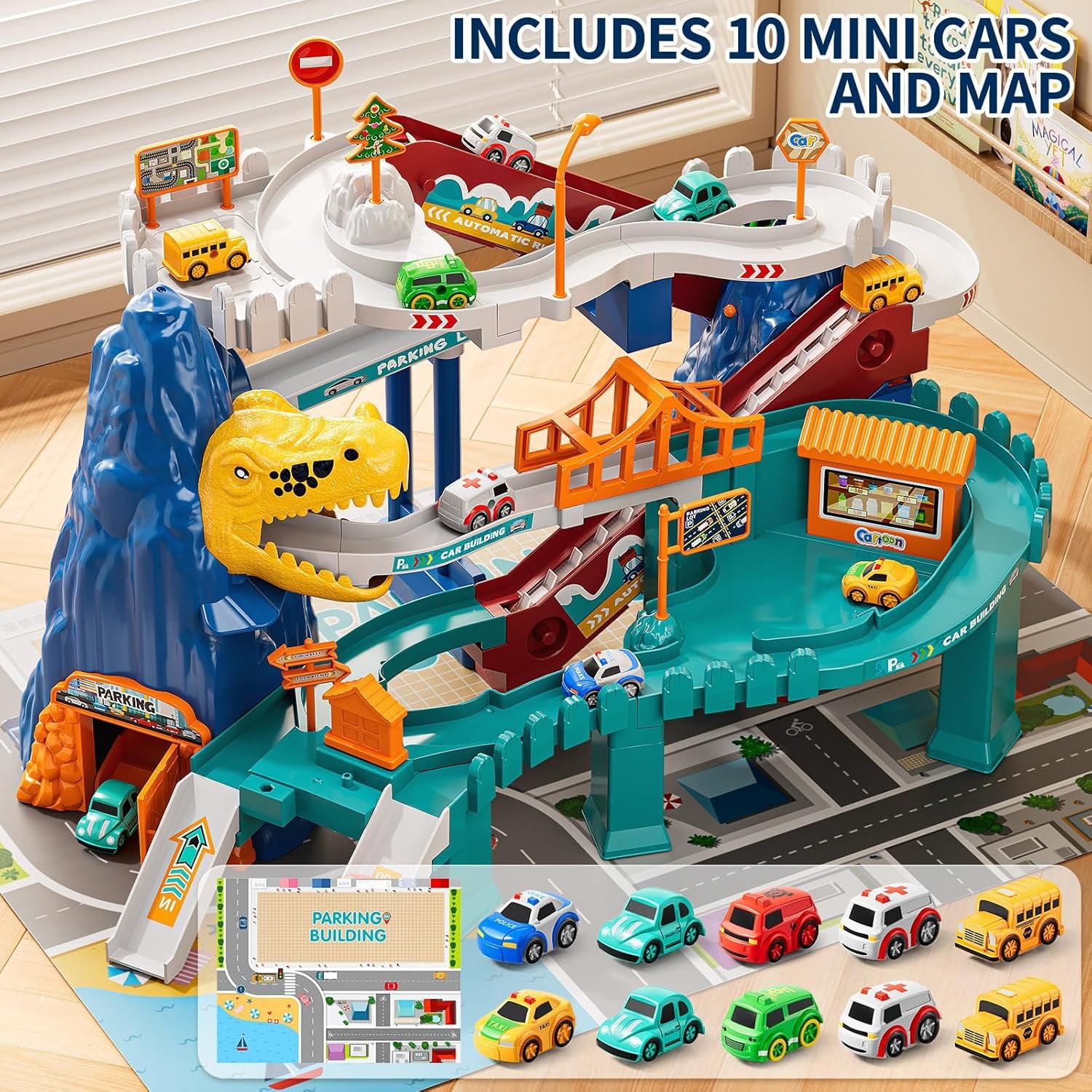 Juego de Pista de Carreras de Dinosaurios NIPLOOOW 10 Autos 1.06kg