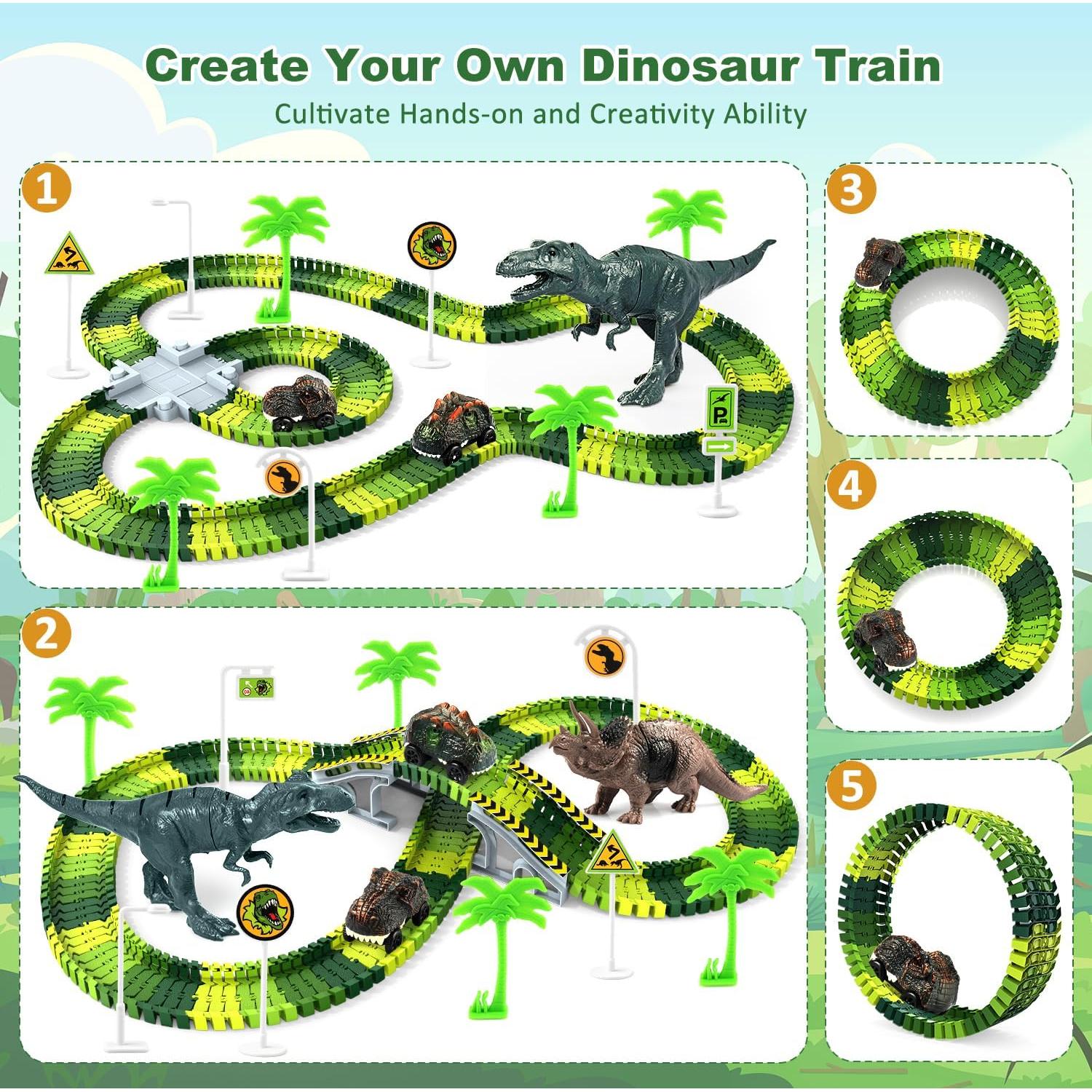Juego de Pistas de Tren Dinosaurios Desuccus CF2268 144 Piezas