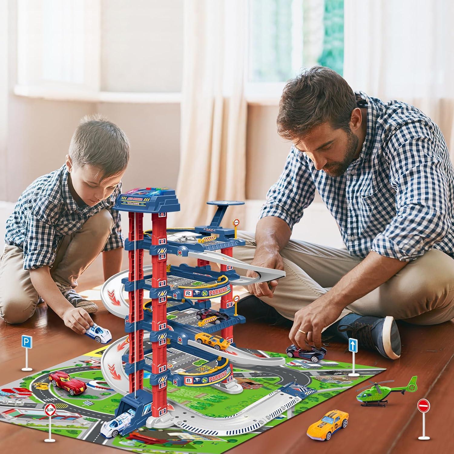 Conjunto de Garaje de Juguete DUYOYU con Elevador Eléctrico 5 Niveles