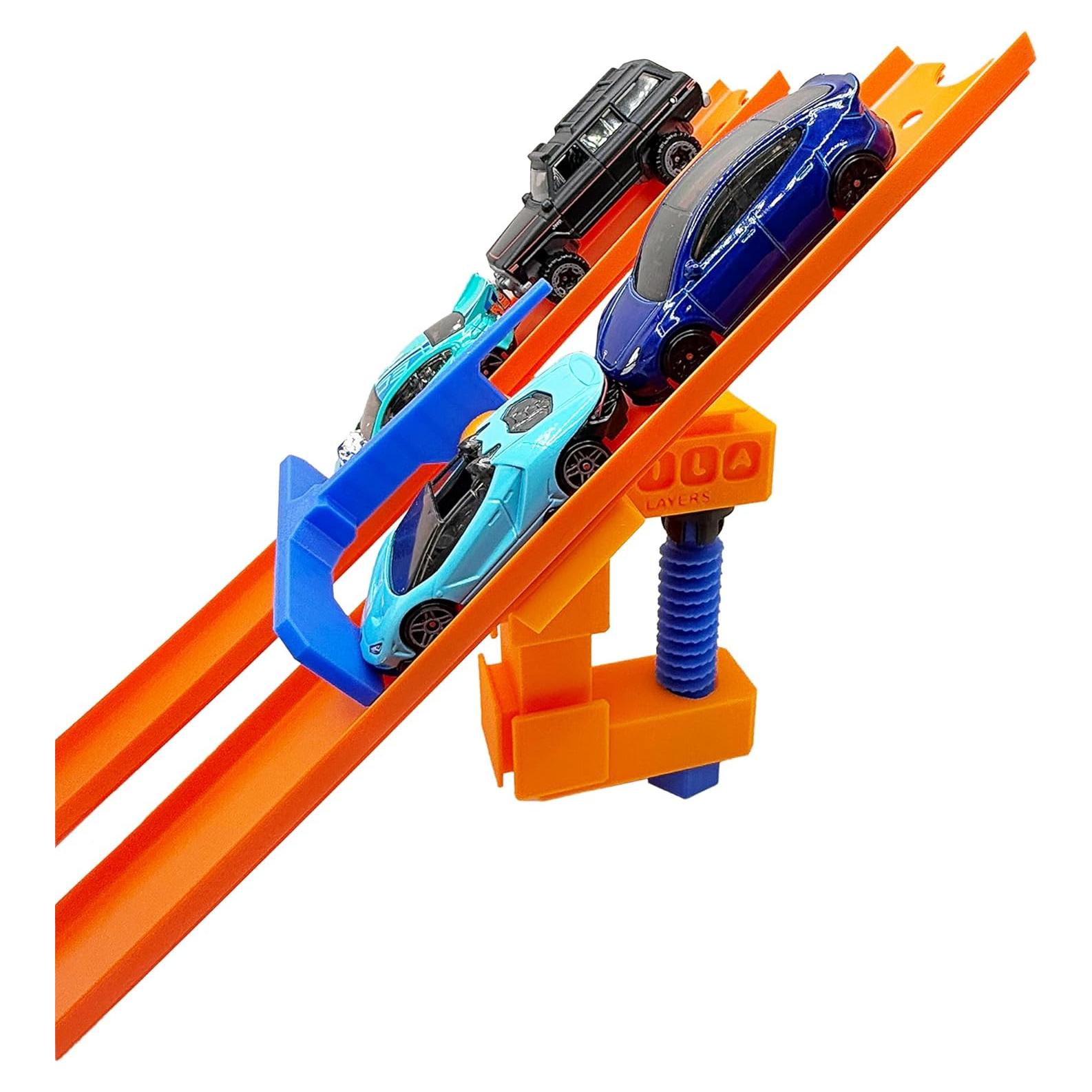 Puerta de Inicio Doble Lila Layers para Hot Wheels - Naranja/Azul