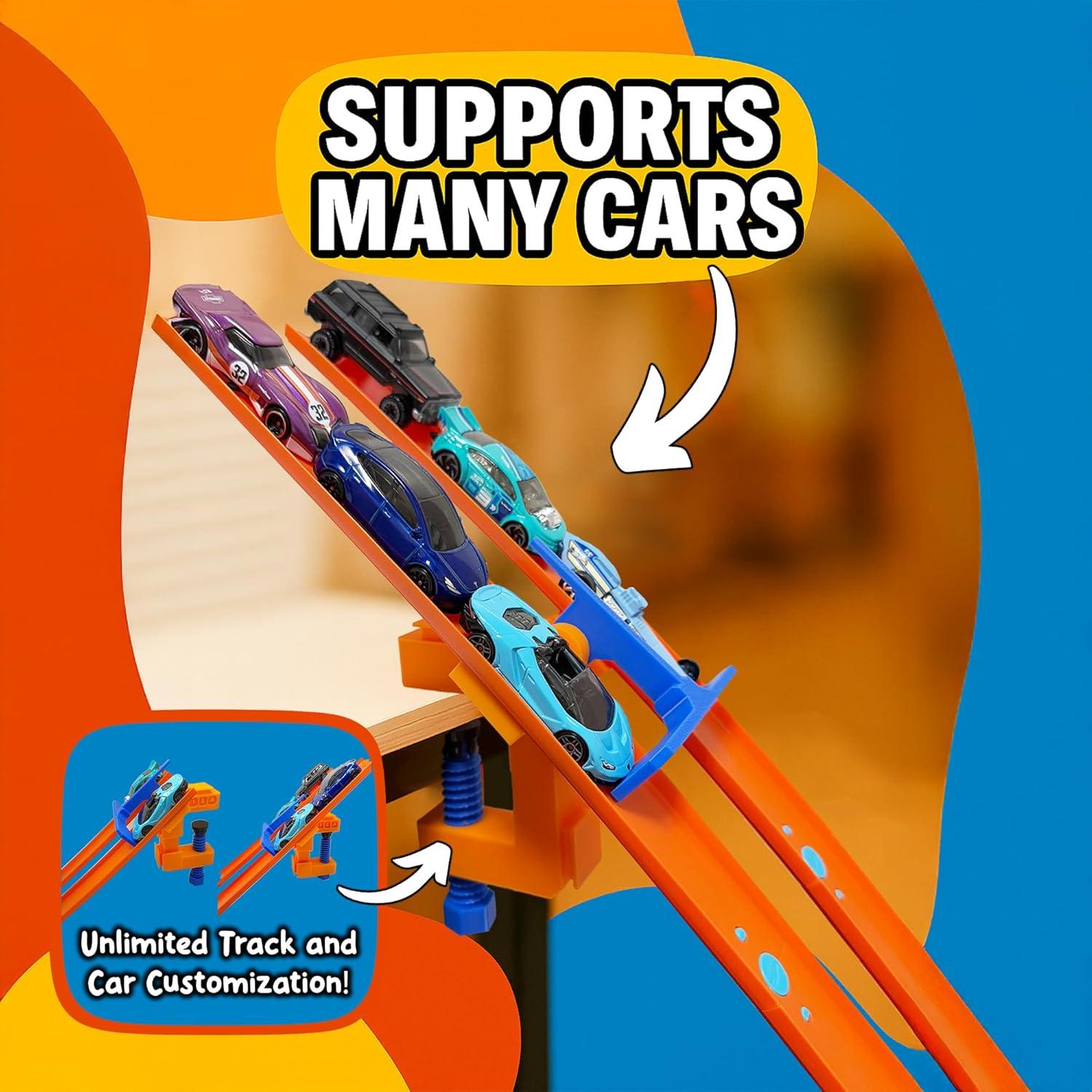 Puerta de Inicio Doble Lila Layers para Hot Wheels - Naranja/Azul