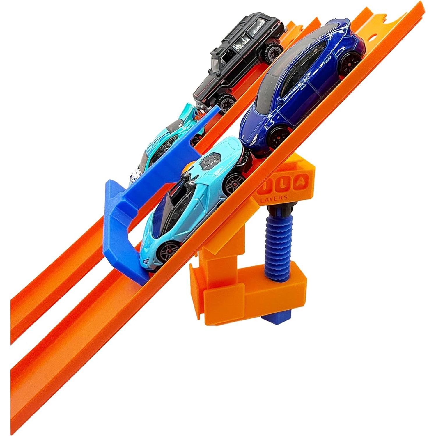 Puerta de Inicio Doble Lila Layers para Hot Wheels - Naranja/Azul