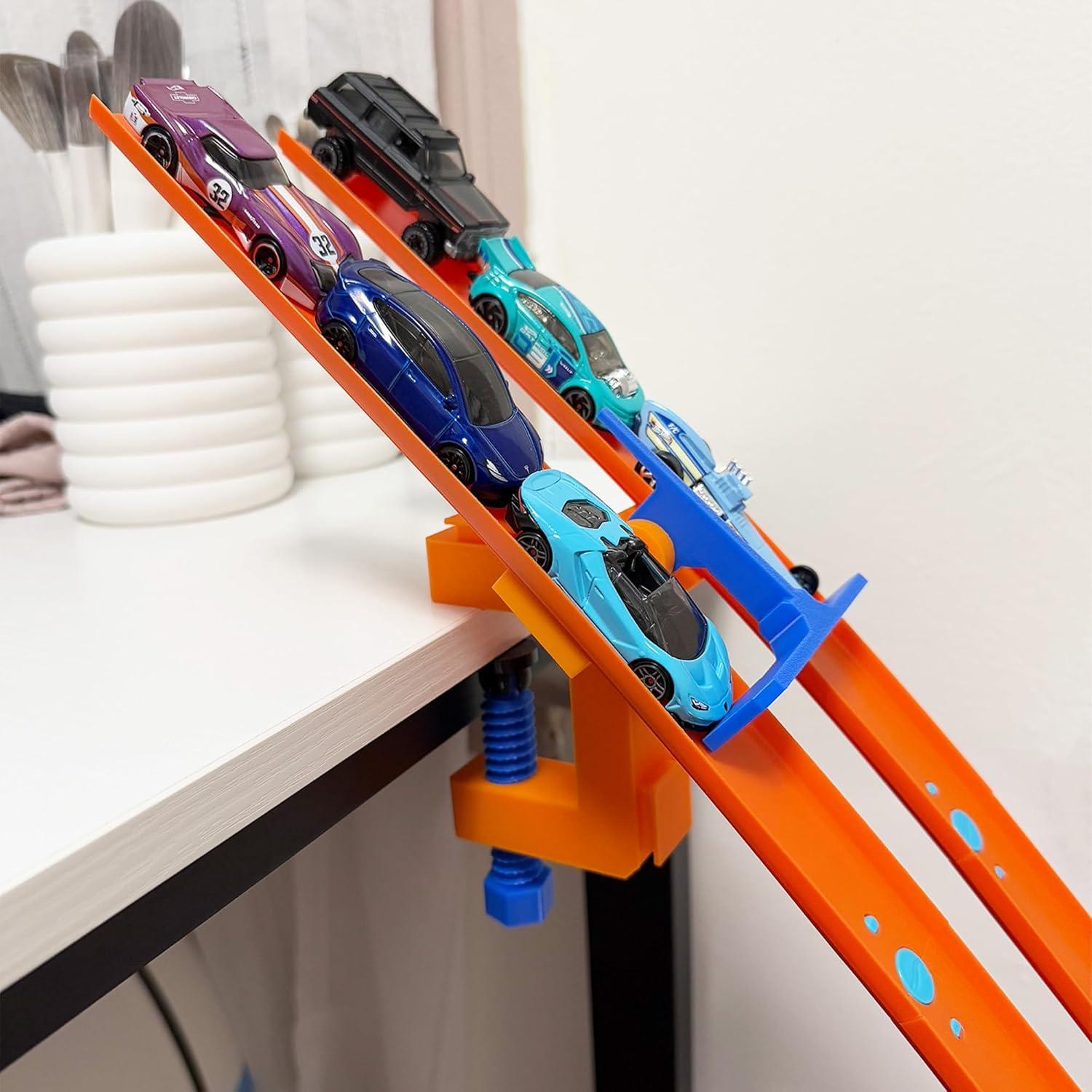 Puerta de Inicio Doble Lila Layers para Hot Wheels - Naranja/Azul