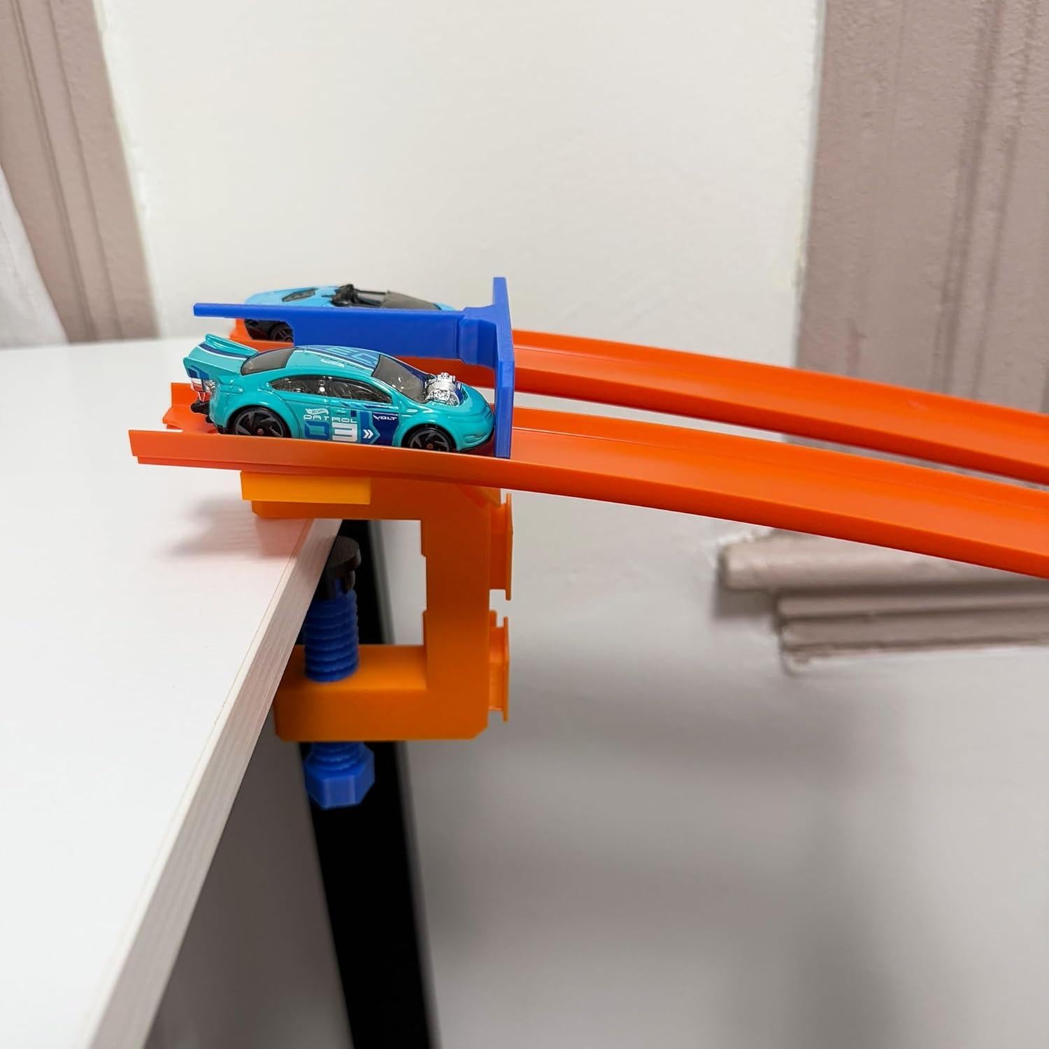 Puerta de Inicio Doble Lila Layers para Hot Wheels - Naranja/Azul