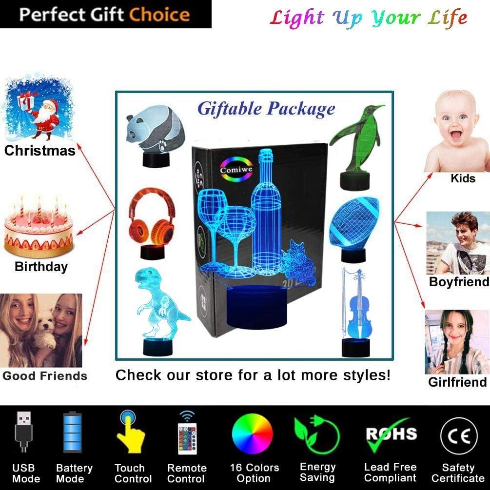 Lámpara de Noche 3D Vaso de Vino KOLITEE 16 Colores LED