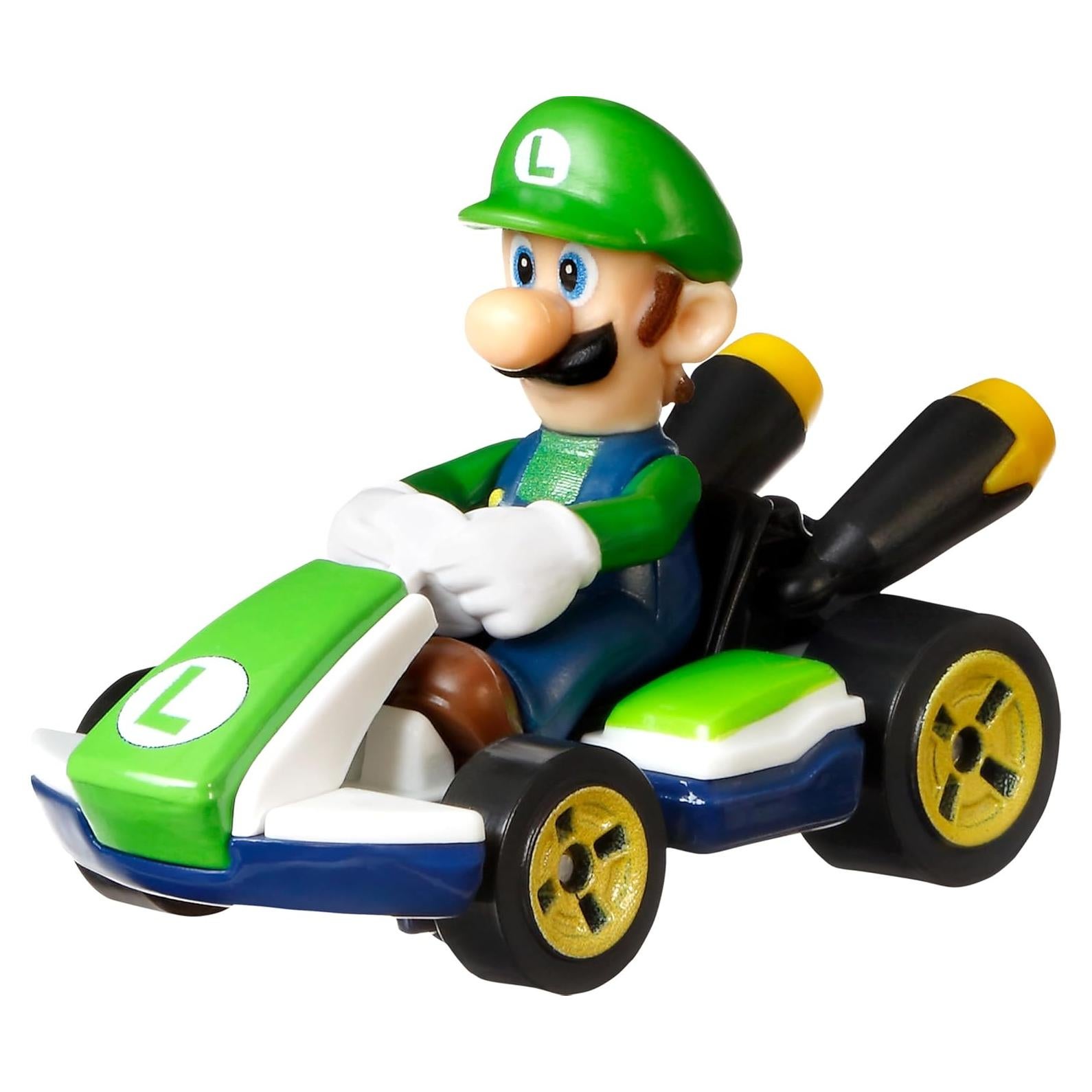 Hot Wheels Mario Kart Luigi 1:64 Kart de metal para niños