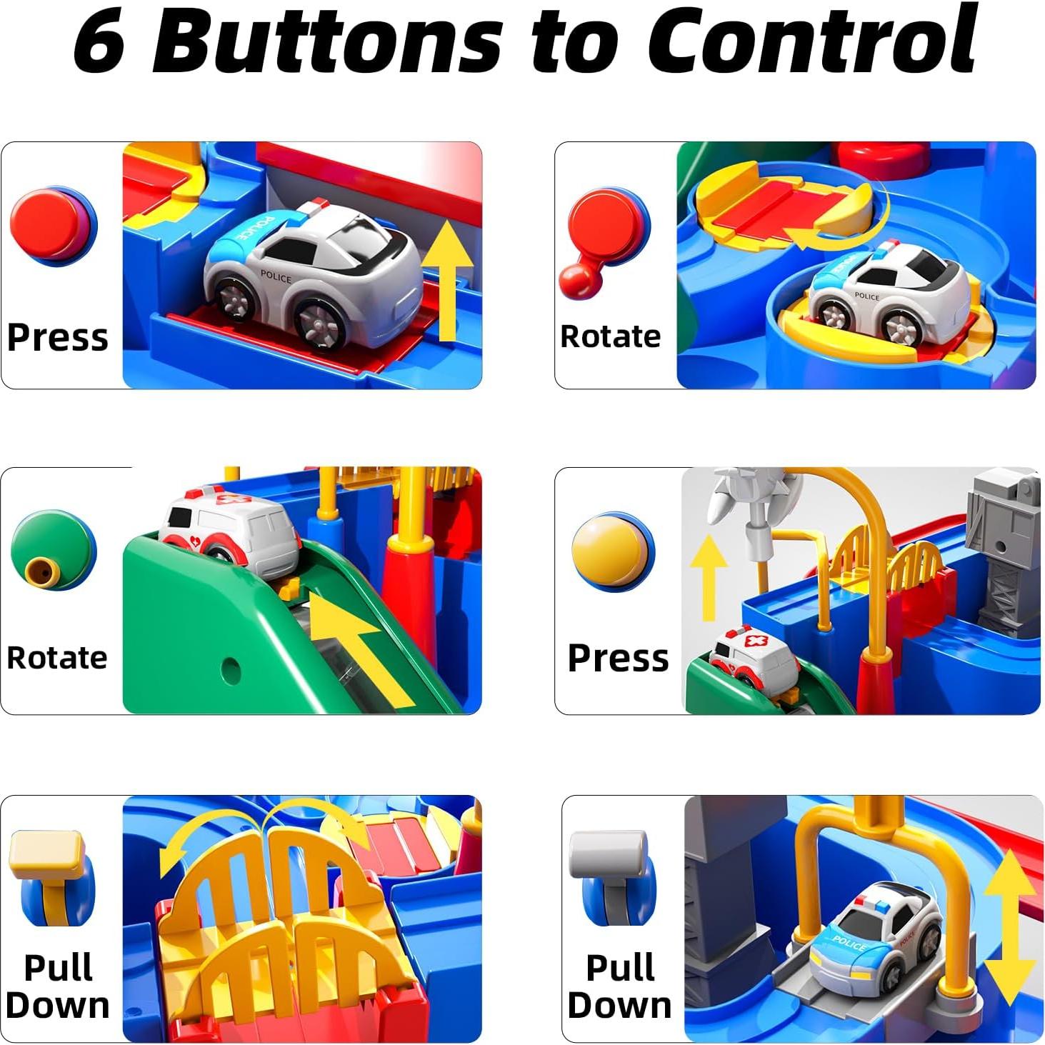 Pista de Carreras TEMI con 3 Carros para Niños 3 a 7 Años