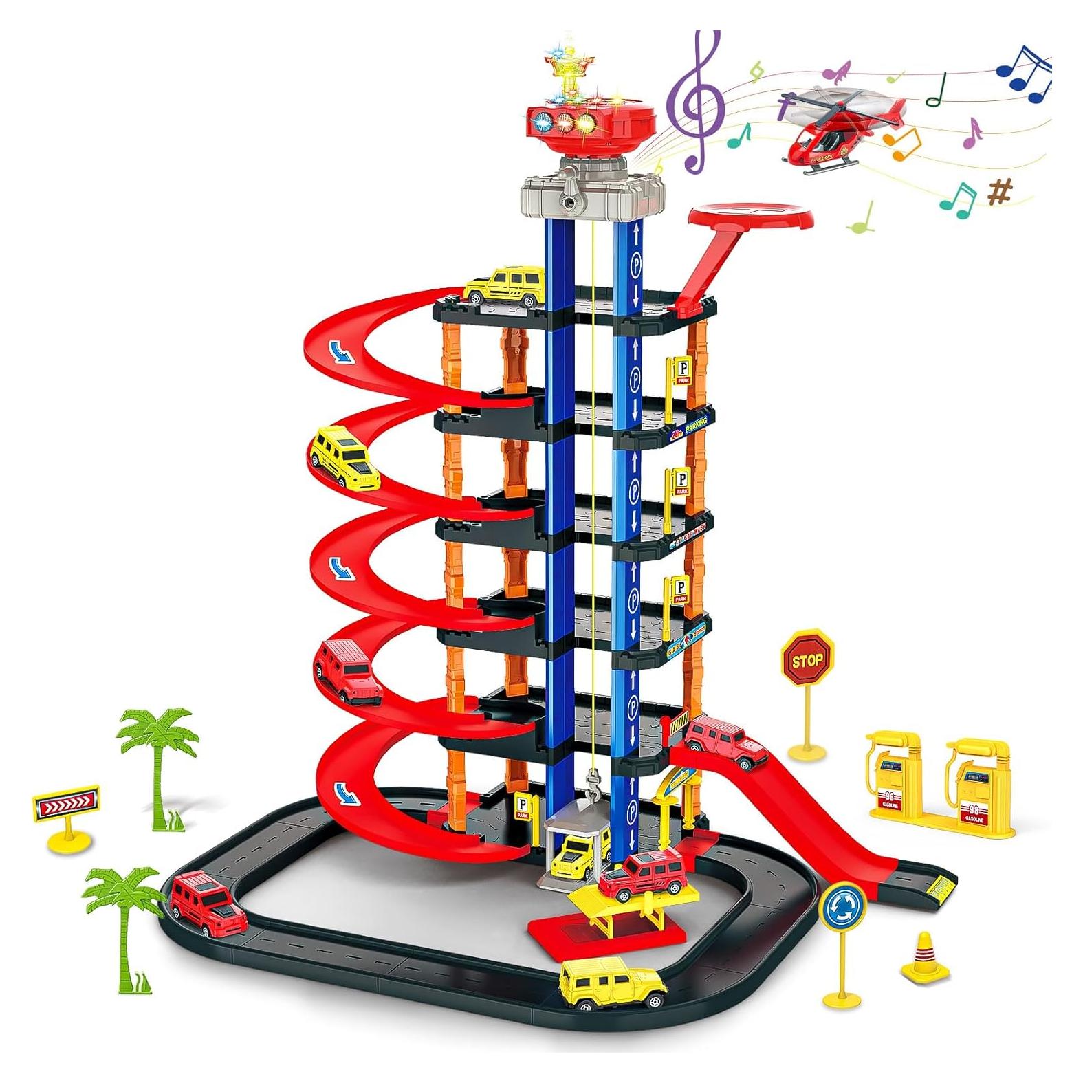 Garaje de Estacionamiento COVTOY con Sonidos y Luces - Juguete para Niños 3-5 Años