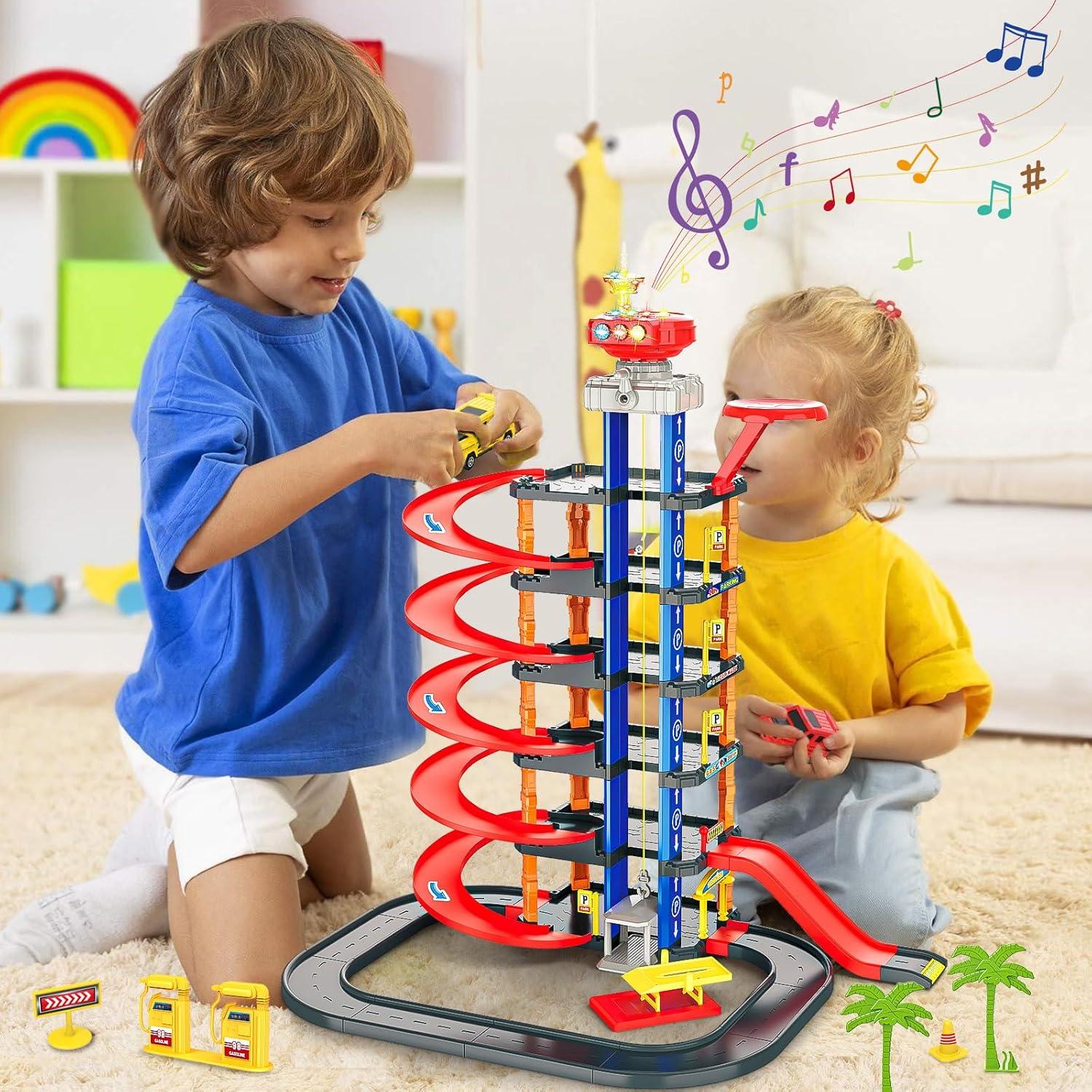 Garaje de Estacionamiento COVTOY con Sonidos y Luces - Juguete para Niños 3-5 Años