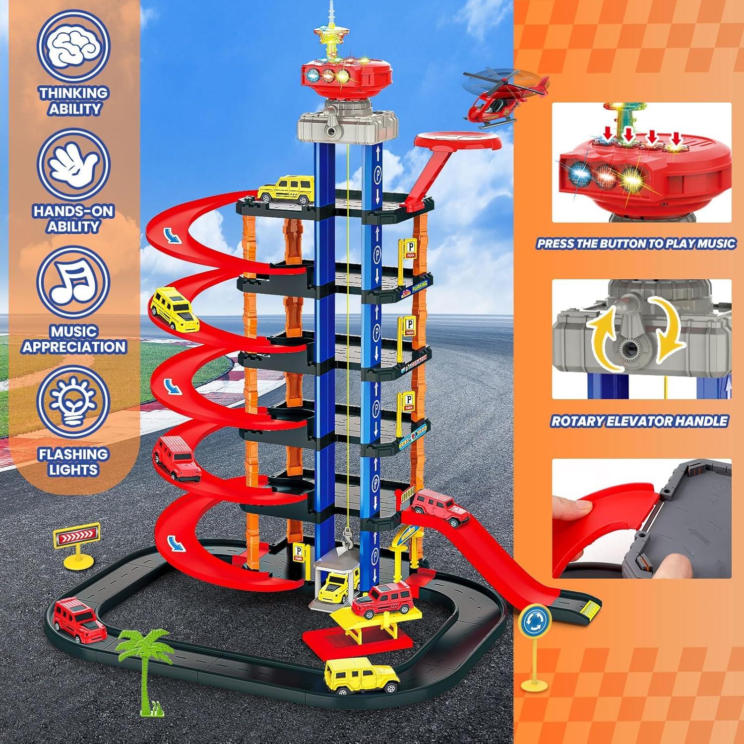 Garaje de Estacionamiento COVTOY con Sonidos y Luces - Juguete para Niños 3-5 Años