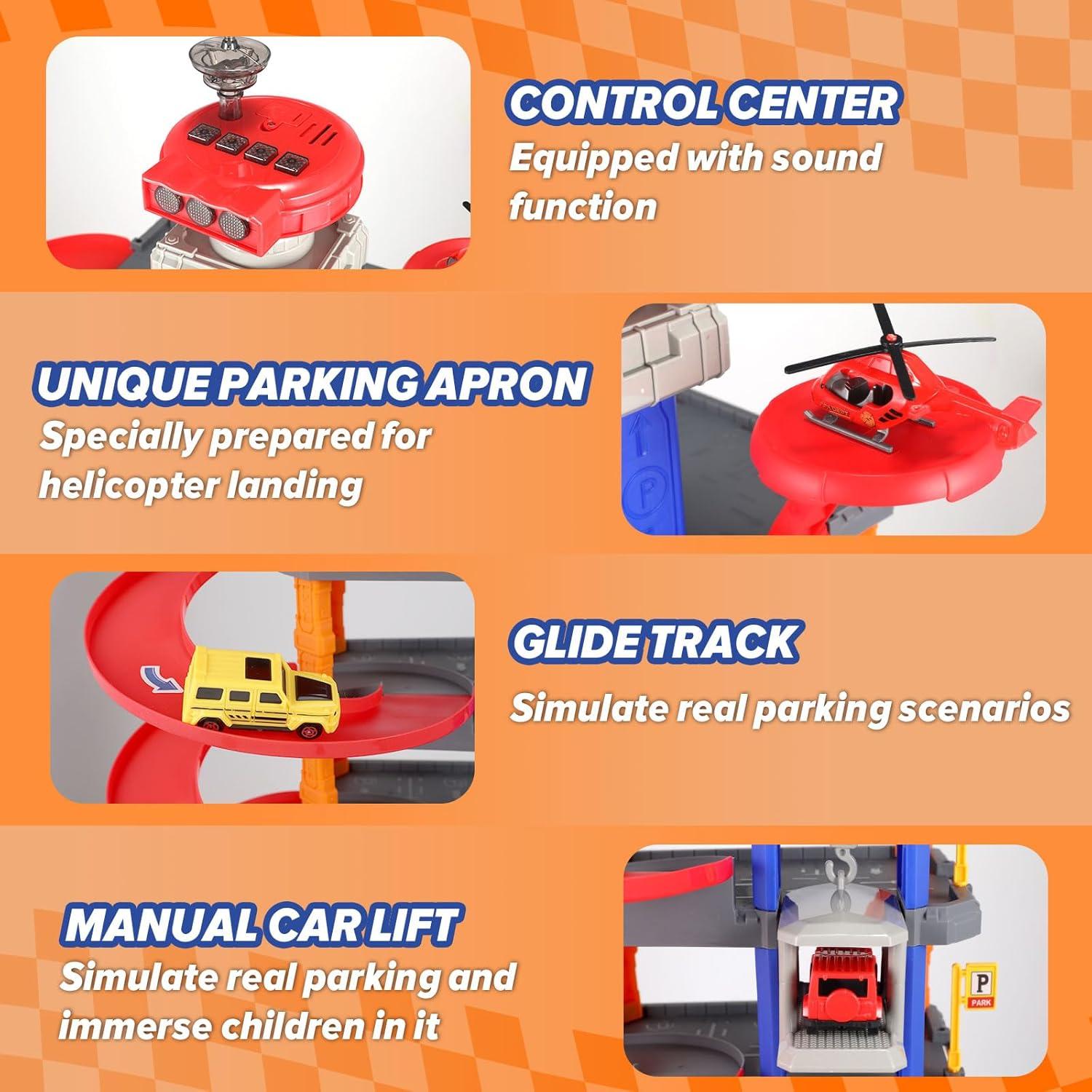 Garaje de Estacionamiento COVTOY con Sonidos y Luces - Juguete para Niños 3-5 Años