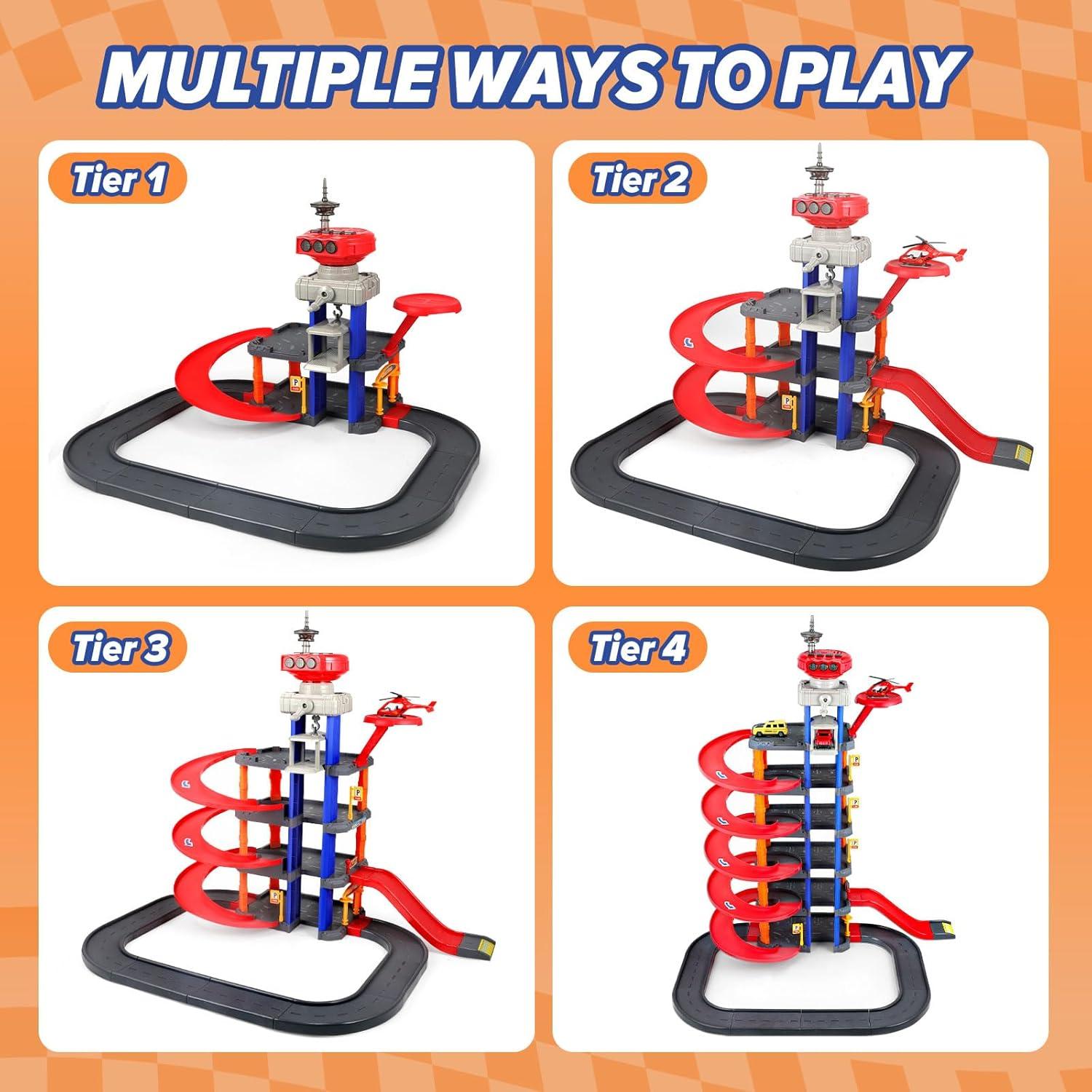 Garaje de Estacionamiento COVTOY con Sonidos y Luces - Juguete para Niños 3-5 Años