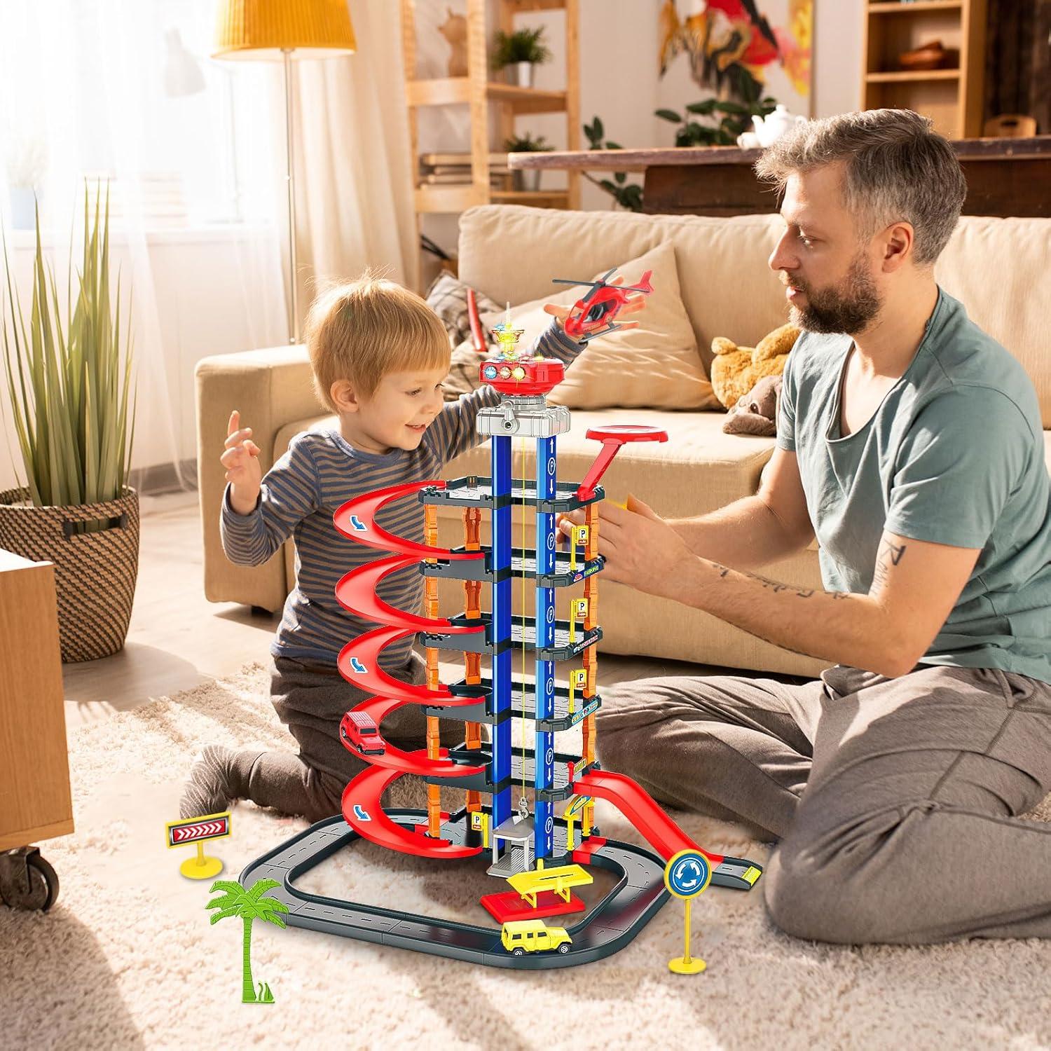 Garaje de Estacionamiento COVTOY con Sonidos y Luces - Juguete para Niños 3-5 Años