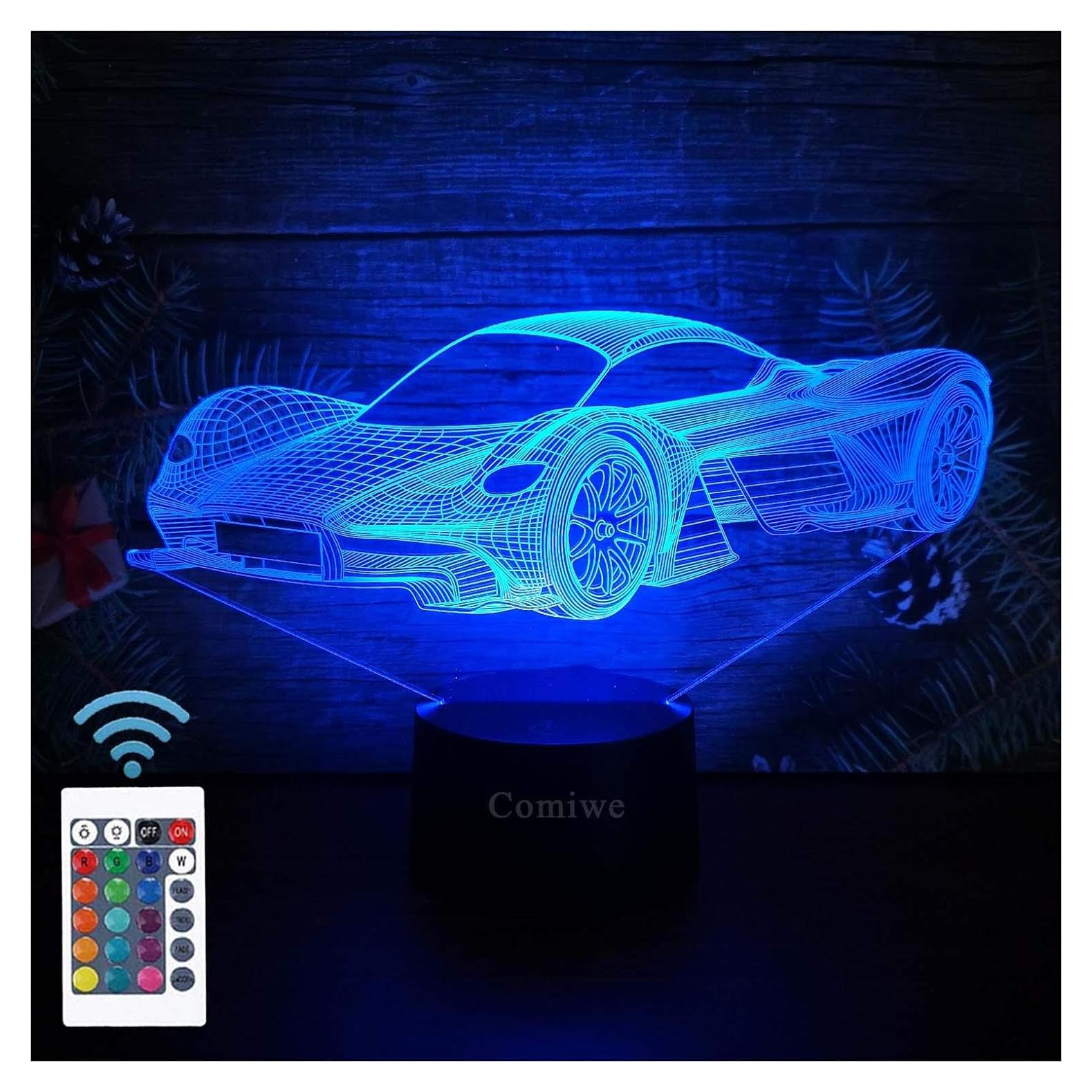 Lámpara Nocturna 3D Coche Deportivo KOLITEE 16 Colores