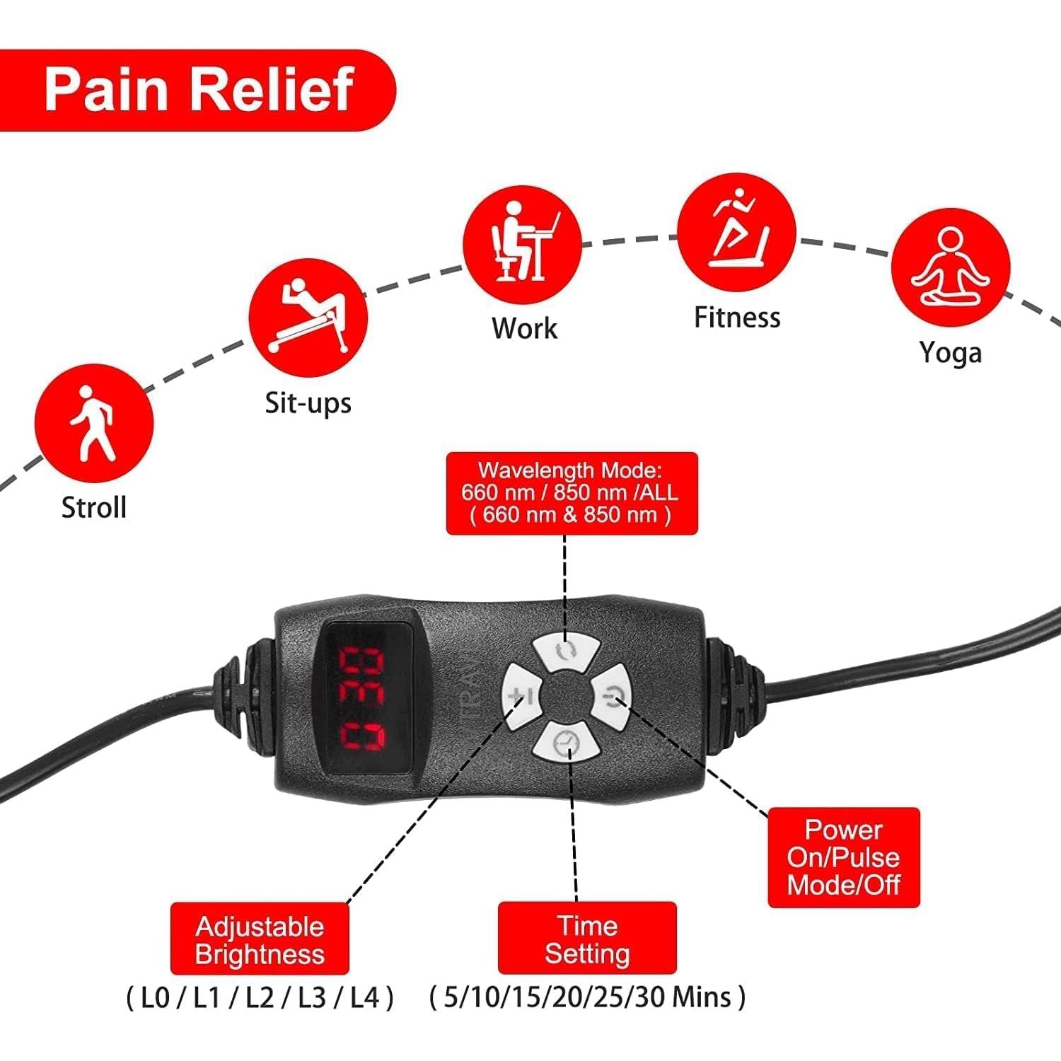 LOVTRAVEL Terapia de Luz Roja 40.6x20.1cm 210 LEDs Ajustable