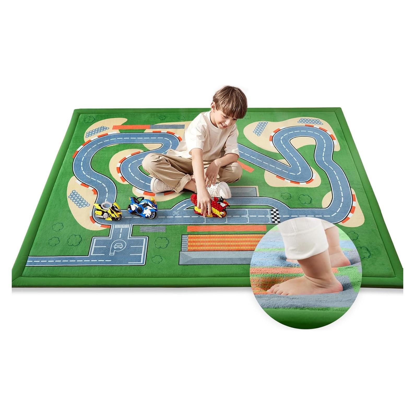 Alfombra de Juego PaPaMat Pista de Carreras 200x150 cm Antideslizante