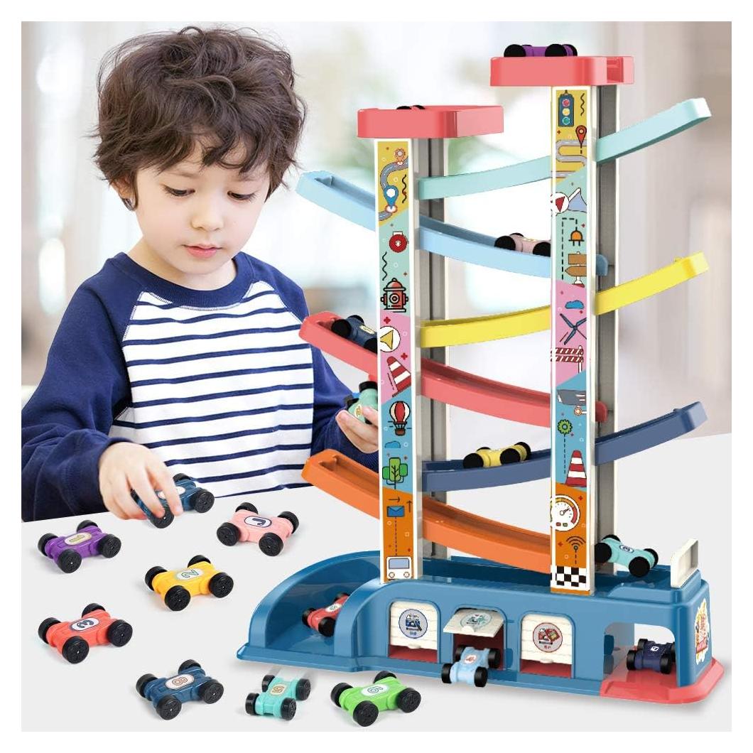 Pista de Carreras para Niños LiDi RC con 6 Rampas y 8 Coches