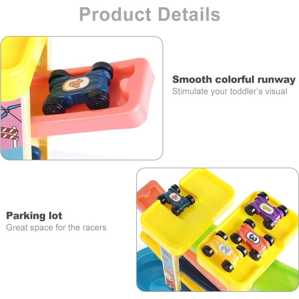 Pista de Carreras para Niños LiDi RC con 6 Rampas y 8 Coches