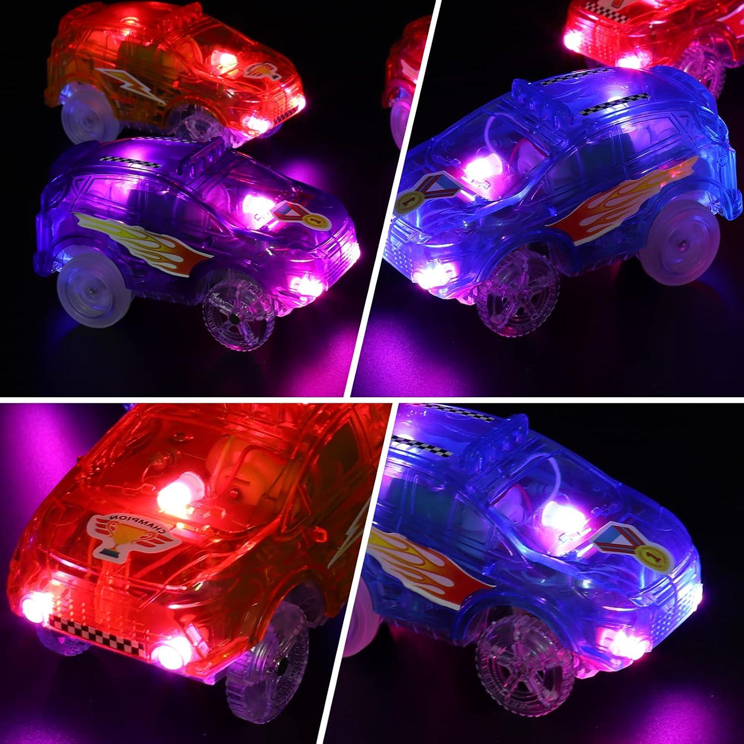 Coches de Pista de Carreras Save Unicorn con Luces LED - Paquete de 4