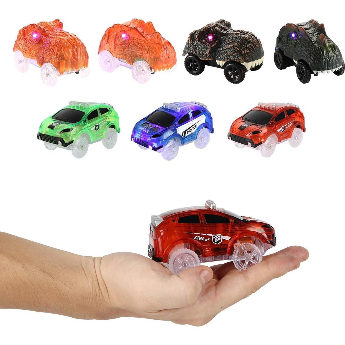 Coches de Pista de Carreras Save Unicorn con Luces LED - Paquete de 4