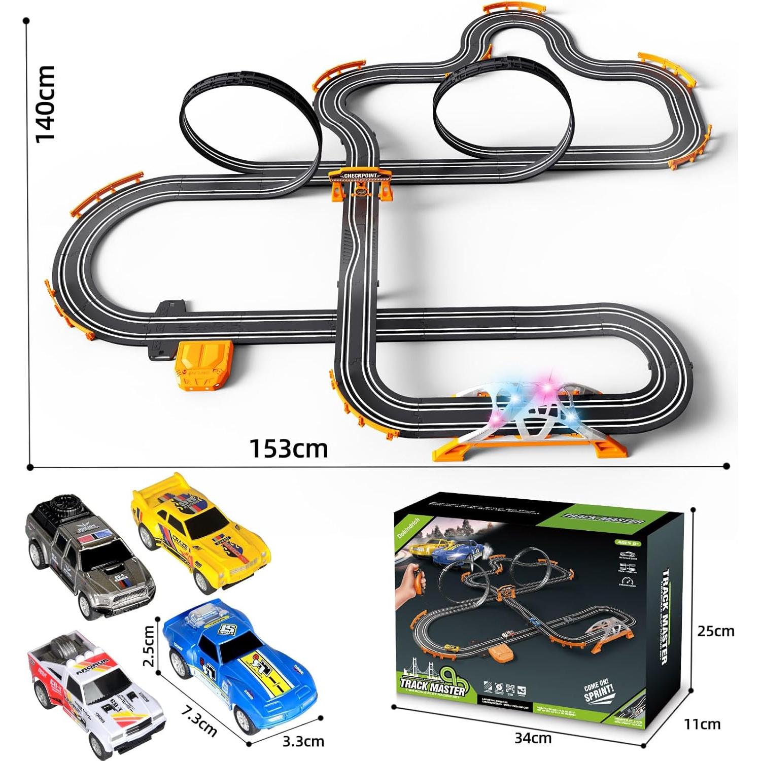 Pista de Carreras Eléctrica DR 8.53m con 4 Coches para Niños