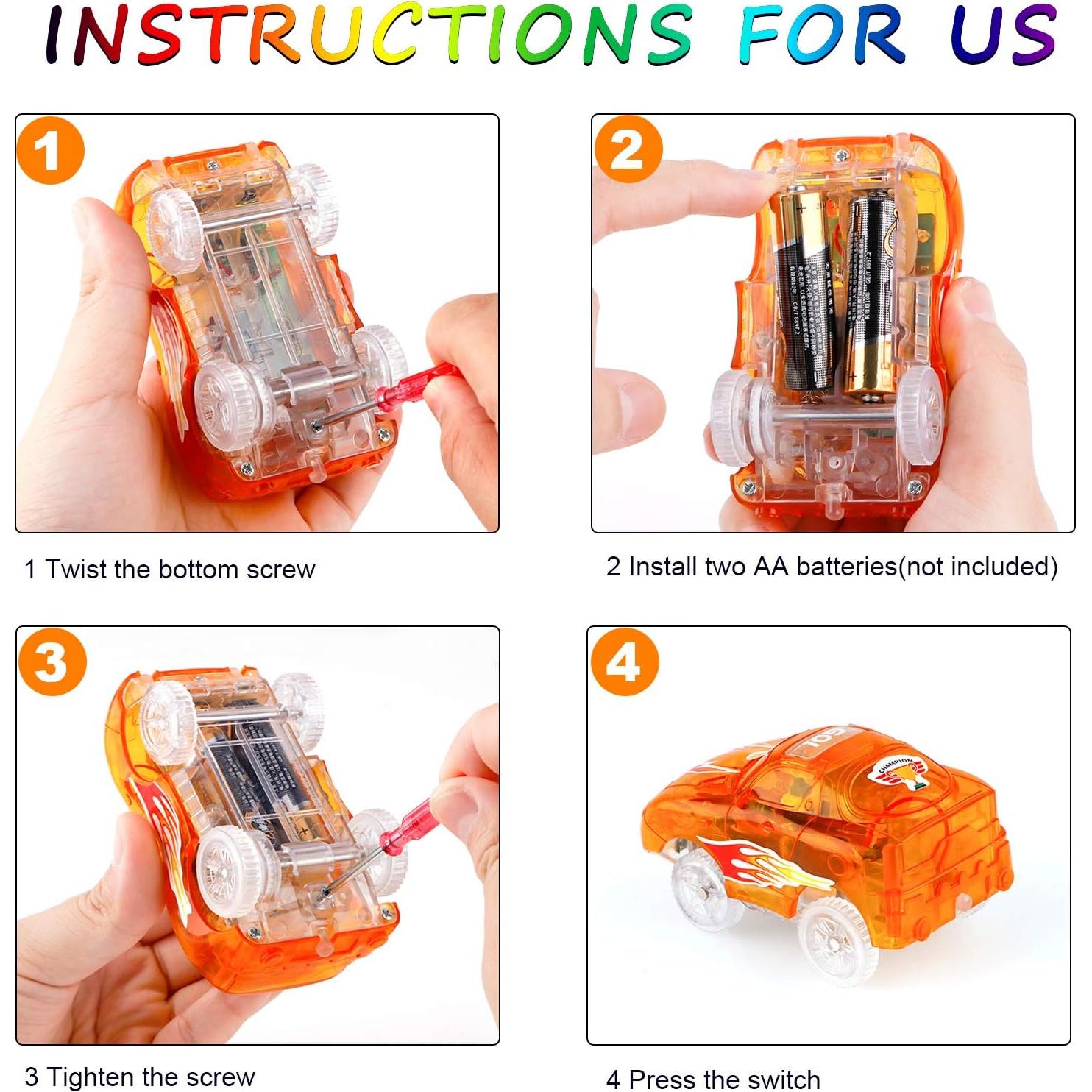 Coches de Pista Iluminados 4pcs FancyWhoop con LED