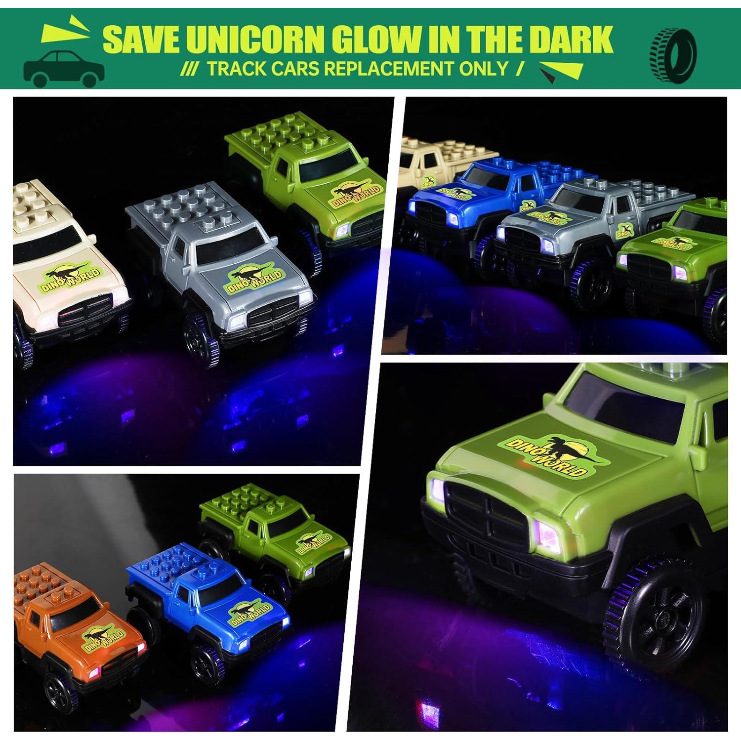 Coches de Pista Iluminados LED Save Unicorn - 3 Pack